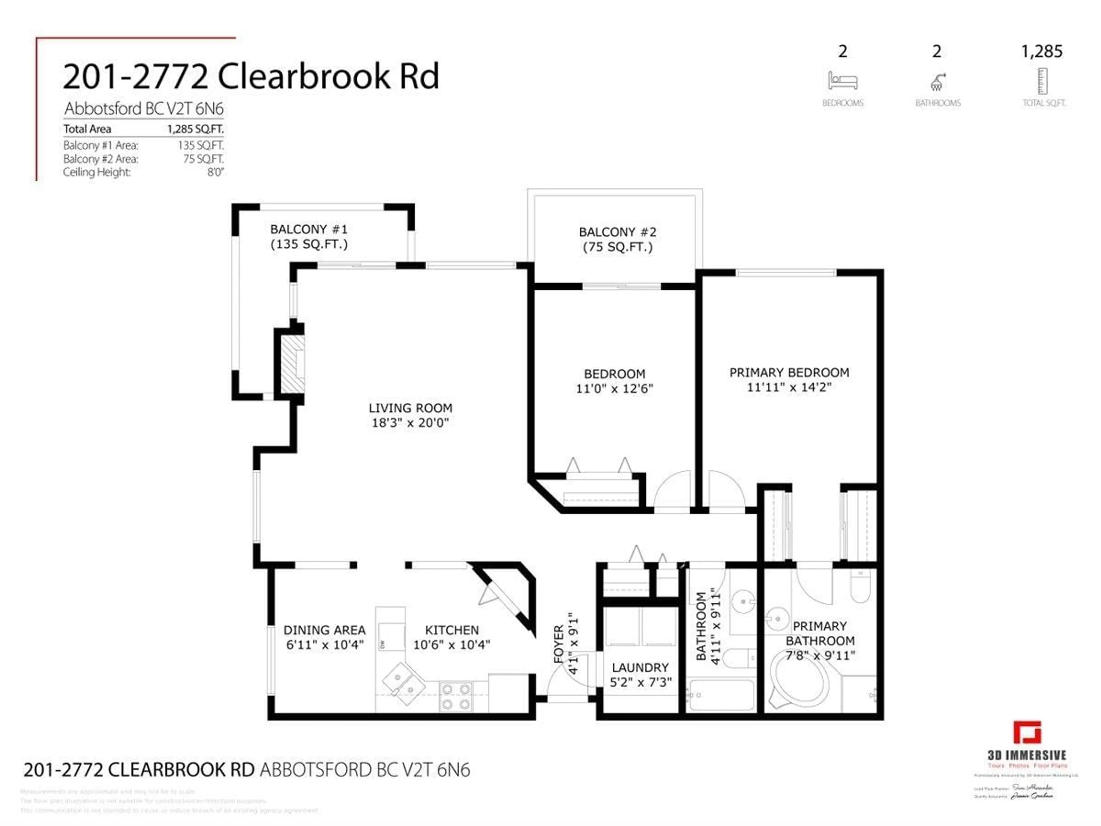 Floor plan for 201 - 2772 CLEARBROOK ROAD, Abbotsford British Columbia V2T6N6