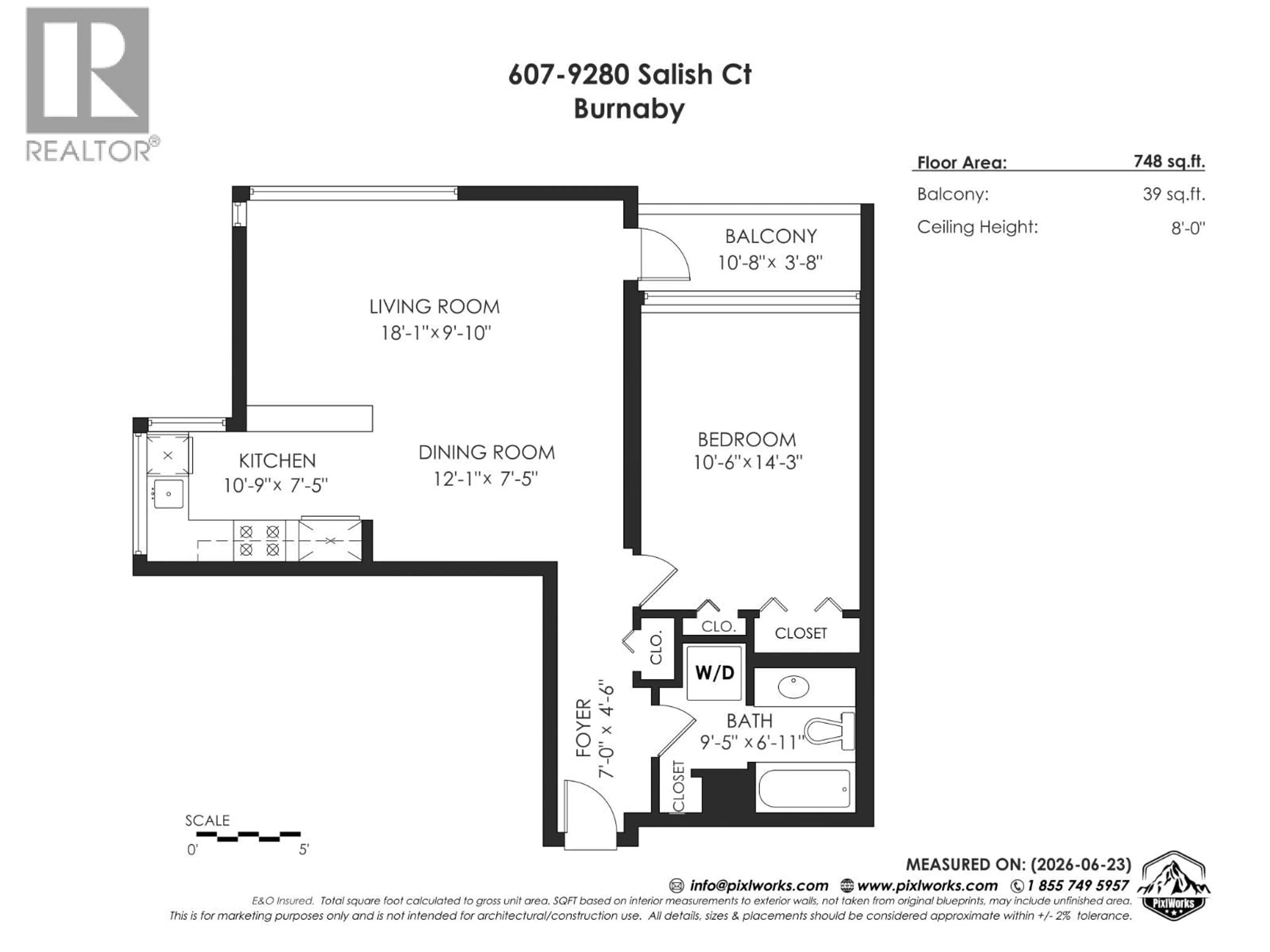 Floor plan for 607 - 9280 SALISH COURT, Burnaby British Columbia V3J7J8
