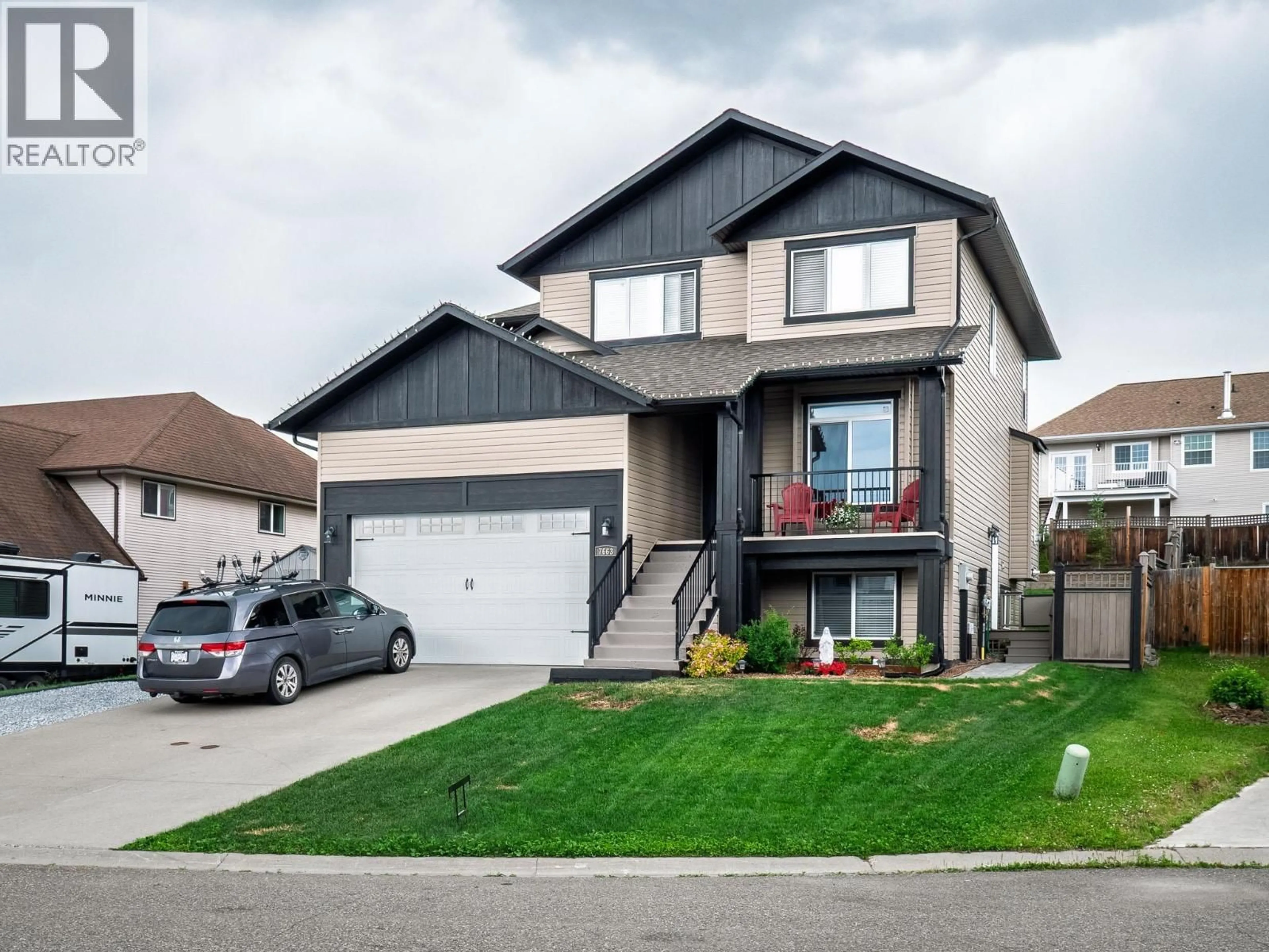 Home with vinyl exterior material, street for 7663 ST ANDREW PLACE, Prince George British Columbia V2N0B6