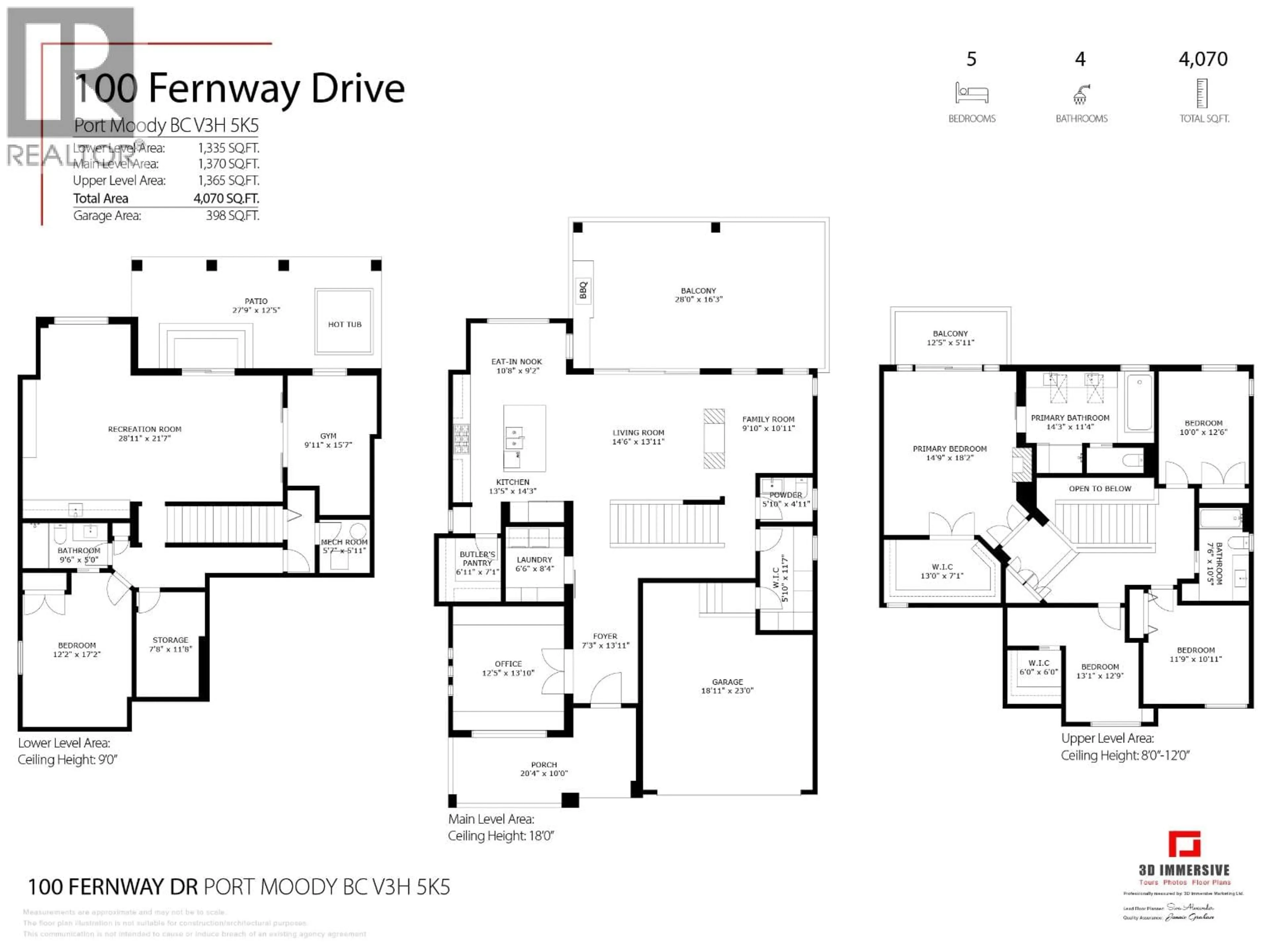 Floor plan for 100 FERNWAY DRIVE, Port Moody British Columbia V3H5K5
