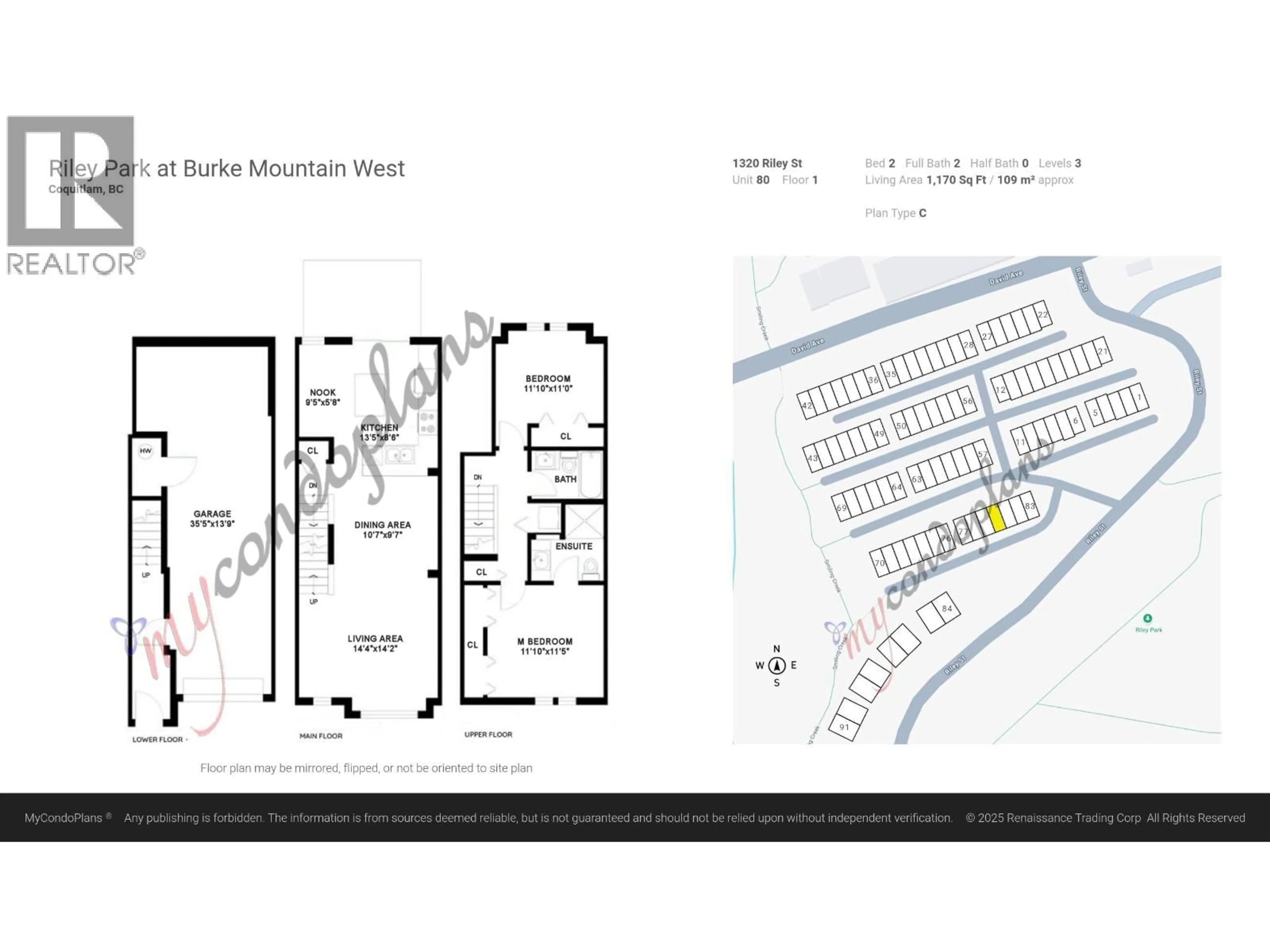 Floor plan for 80 - 1320 RILEY STREET, Coquitlam British Columbia V3E0J4
