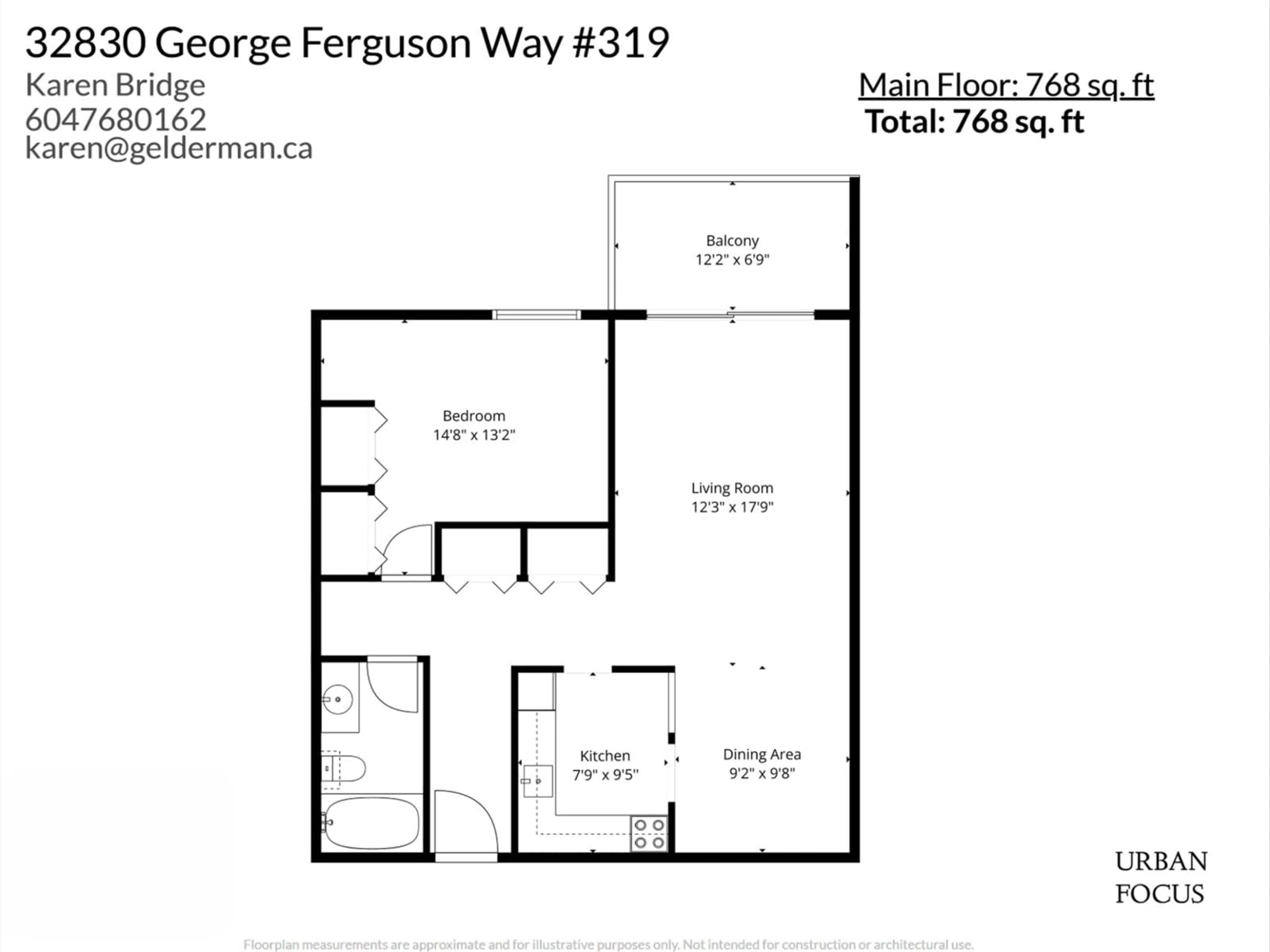 Floor plan for 319 - 32850 GEORGE FERGUSON WAY, Abbotsford British Columbia V2S7K1