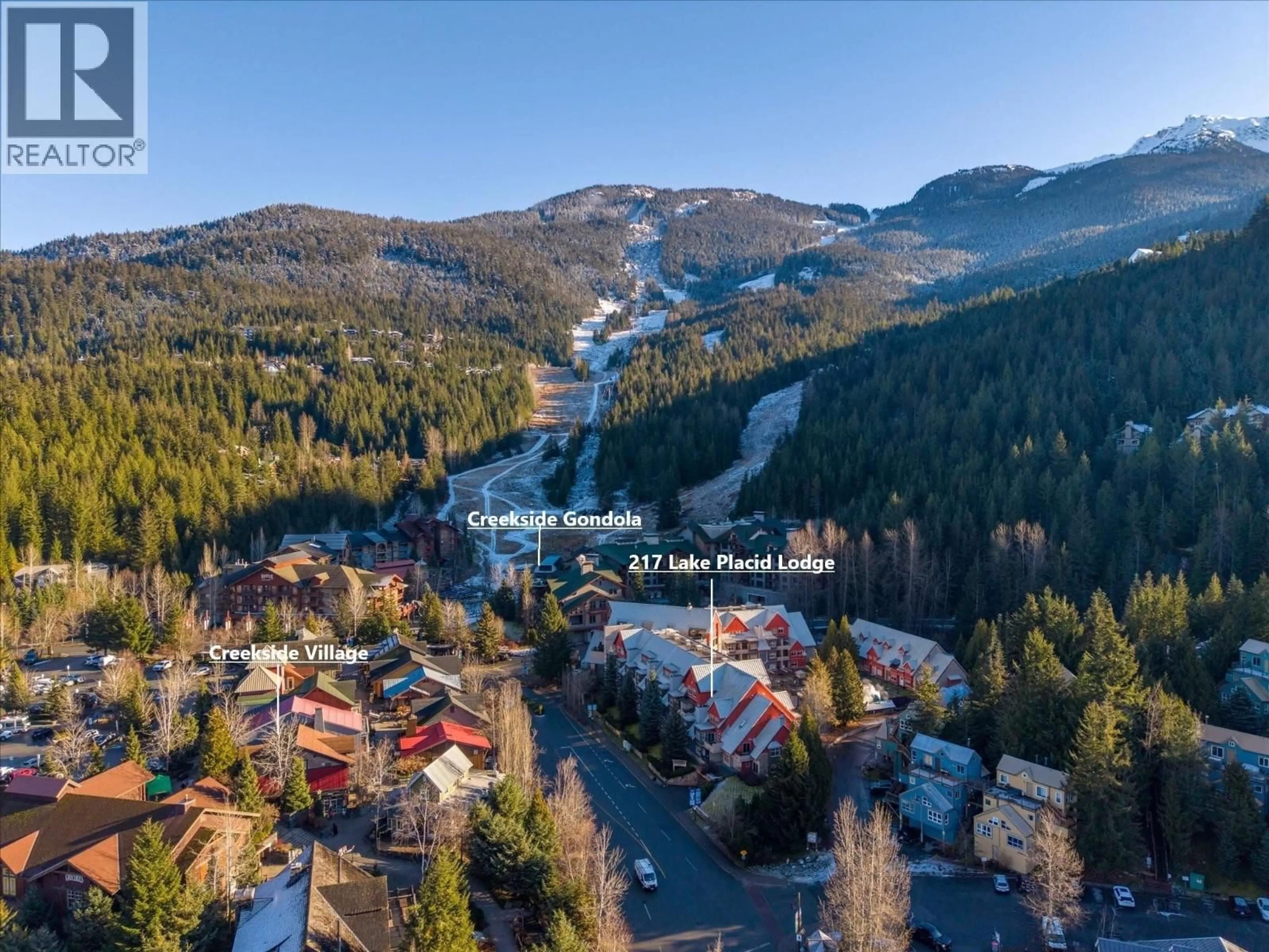 A pic from outside/outdoor area/front of a property/back of a property/a pic from drone, mountain view for 217 - 2050 LAKE PLACID ROAD, Whistler British Columbia V8E0A8