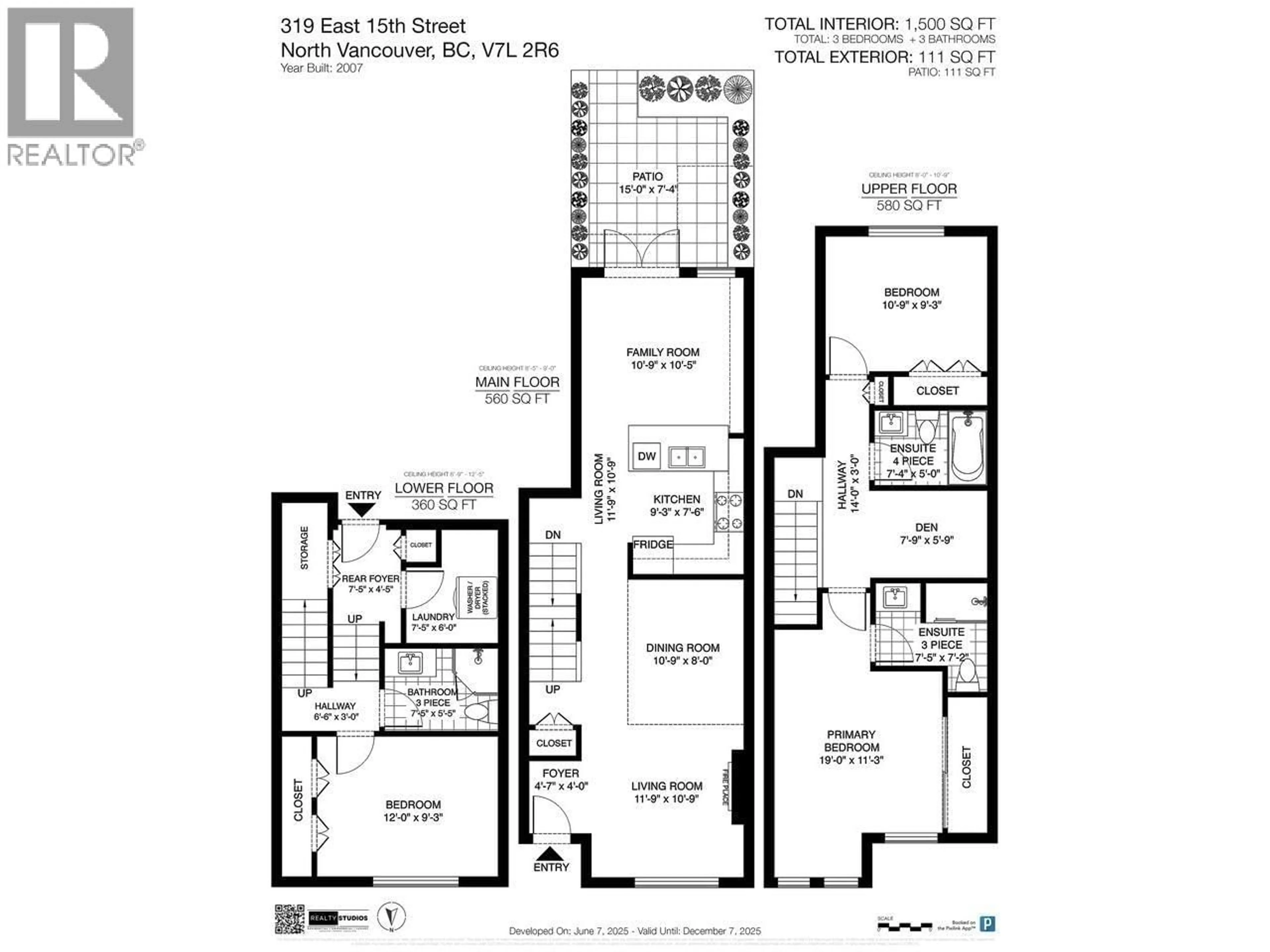 Floor plan for 319 15TH STREET, North Vancouver British Columbia V7L2R6