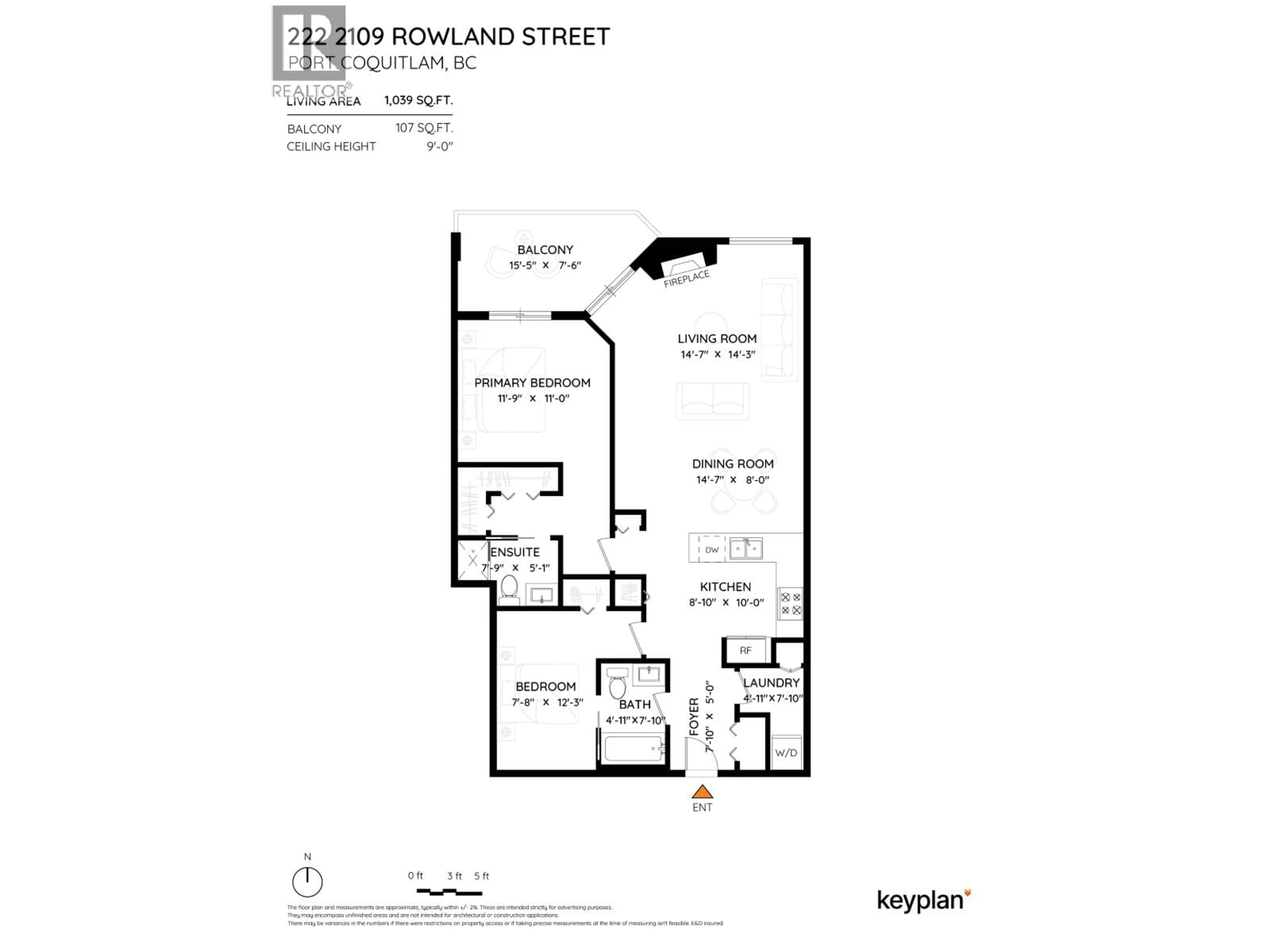 Floor plan for 222 - 2109 ROWLAND STREET, Port Coquitlam British Columbia V3C6J4