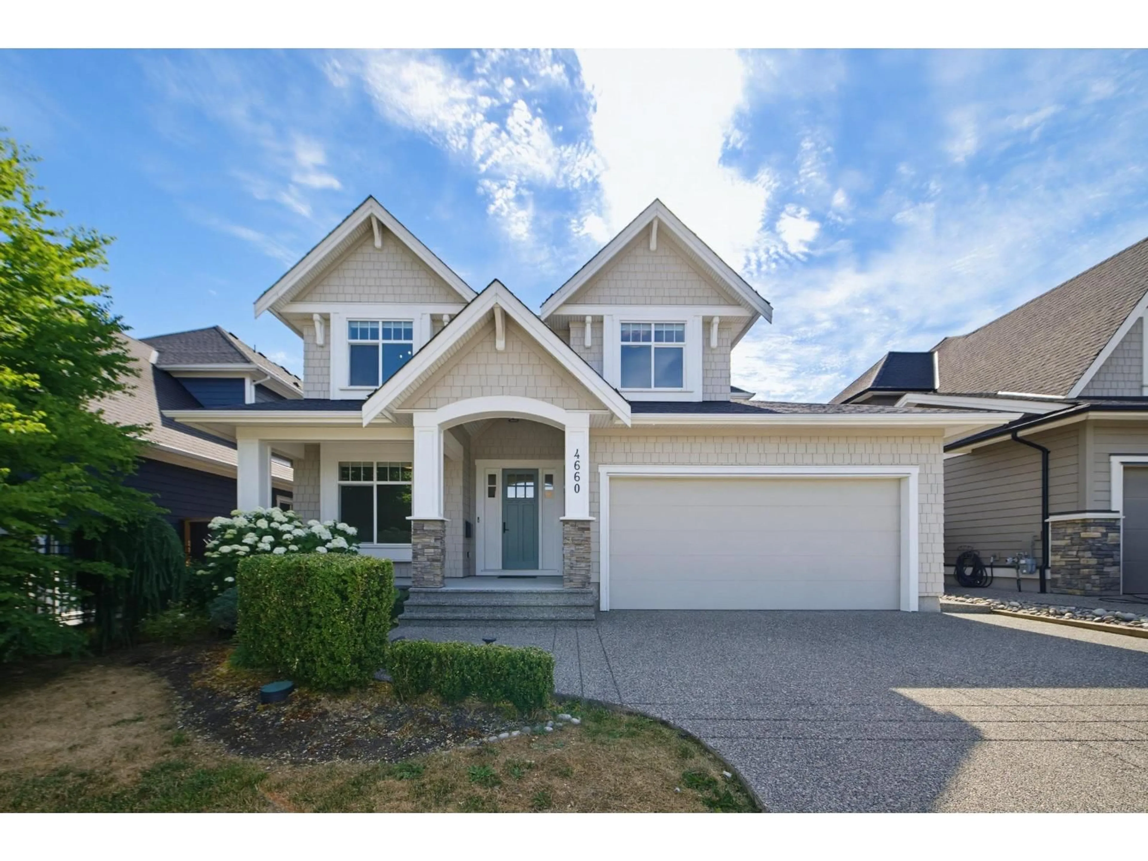 Home with vinyl exterior material, street for 4660 217A STREET, Langley British Columbia V3A2N7
