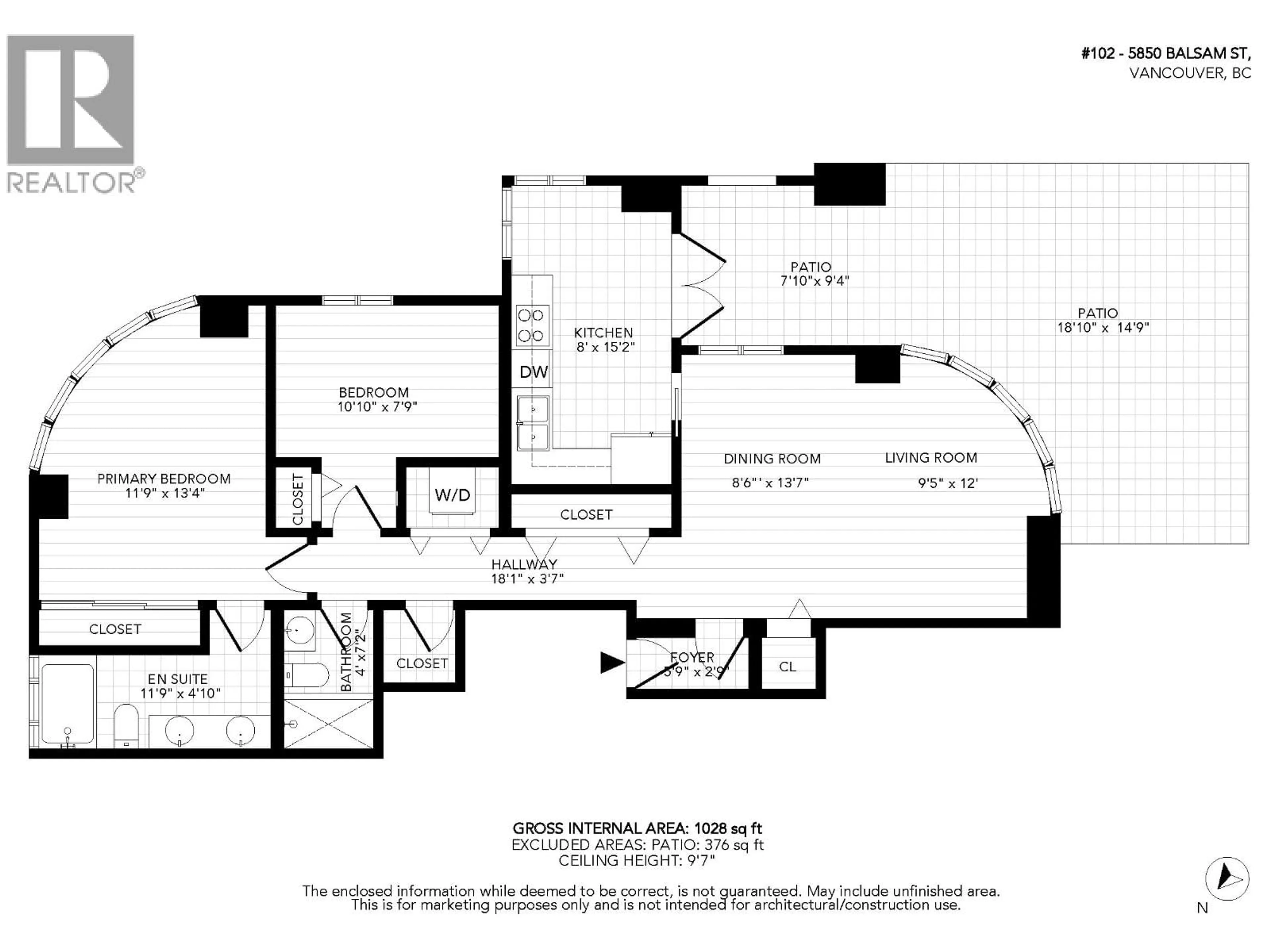 Floor plan for 102 - 5850 BALSAM STREET, Vancouver British Columbia V6M4B9