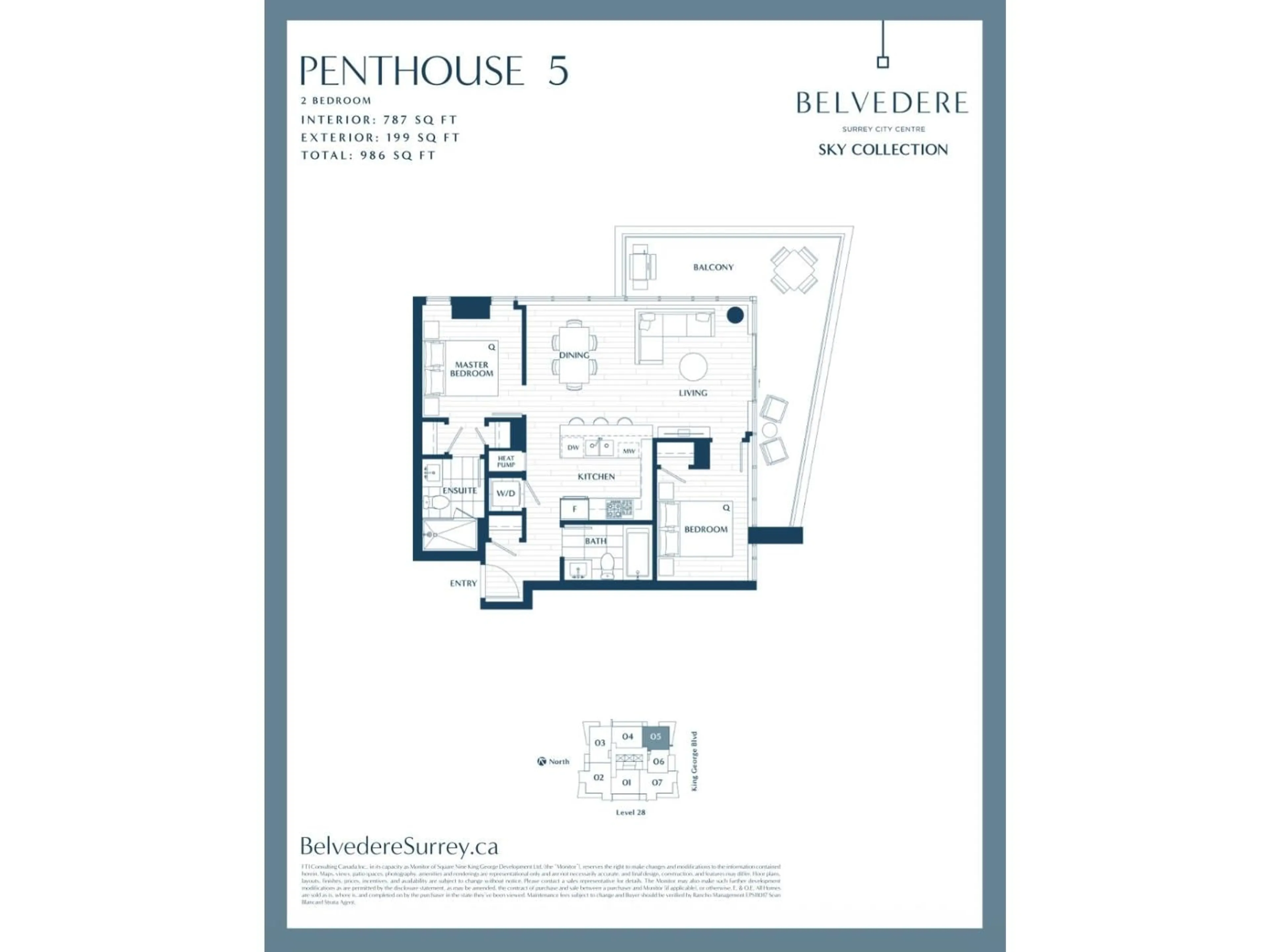 Floor plan for 2805 - 9675 KING GEORGE BOULEVARD, Surrey British Columbia V3T2V3