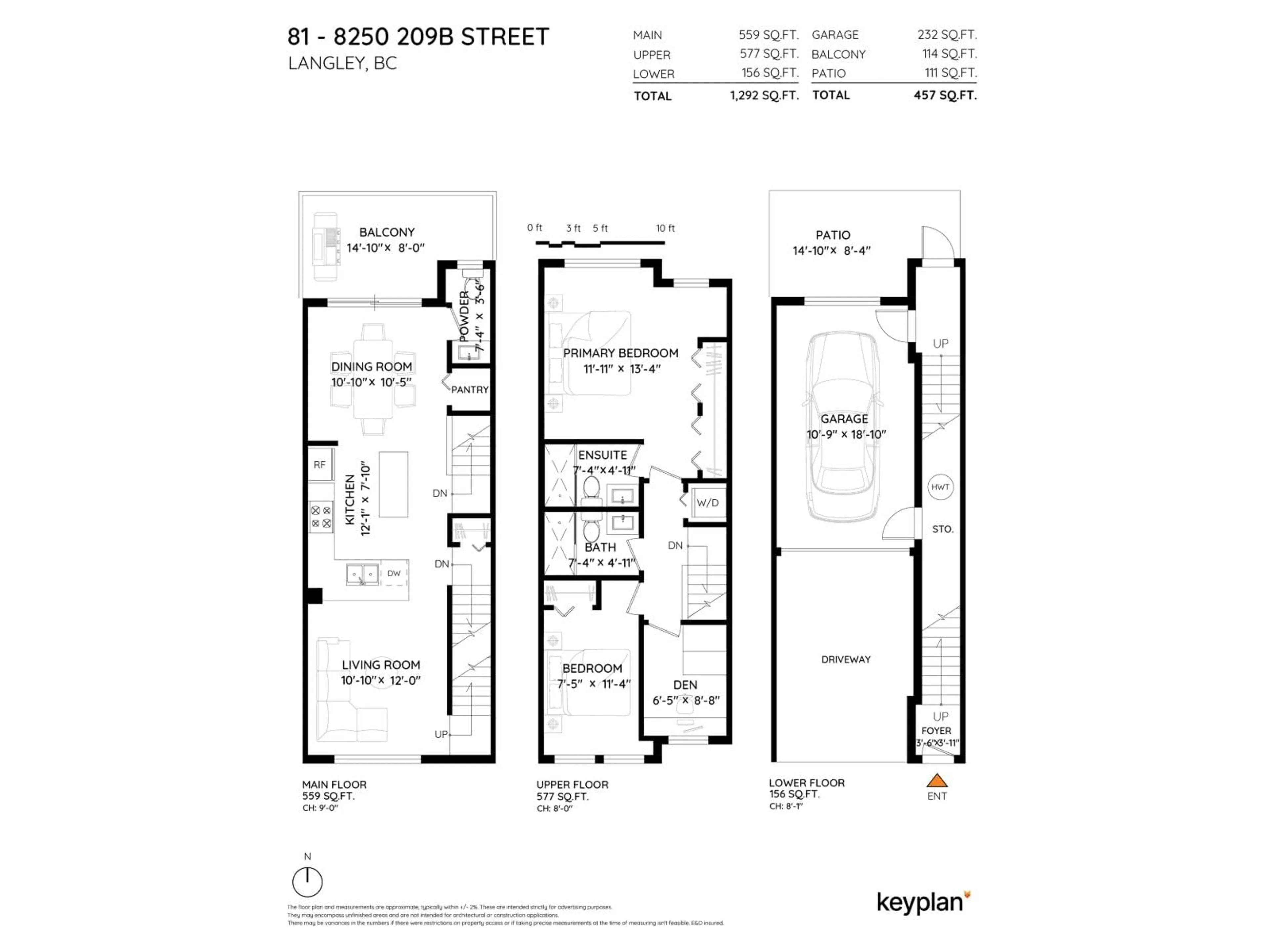 Floor plan for 81 - 8250 209B STREET, Langley British Columbia V2Y0J7