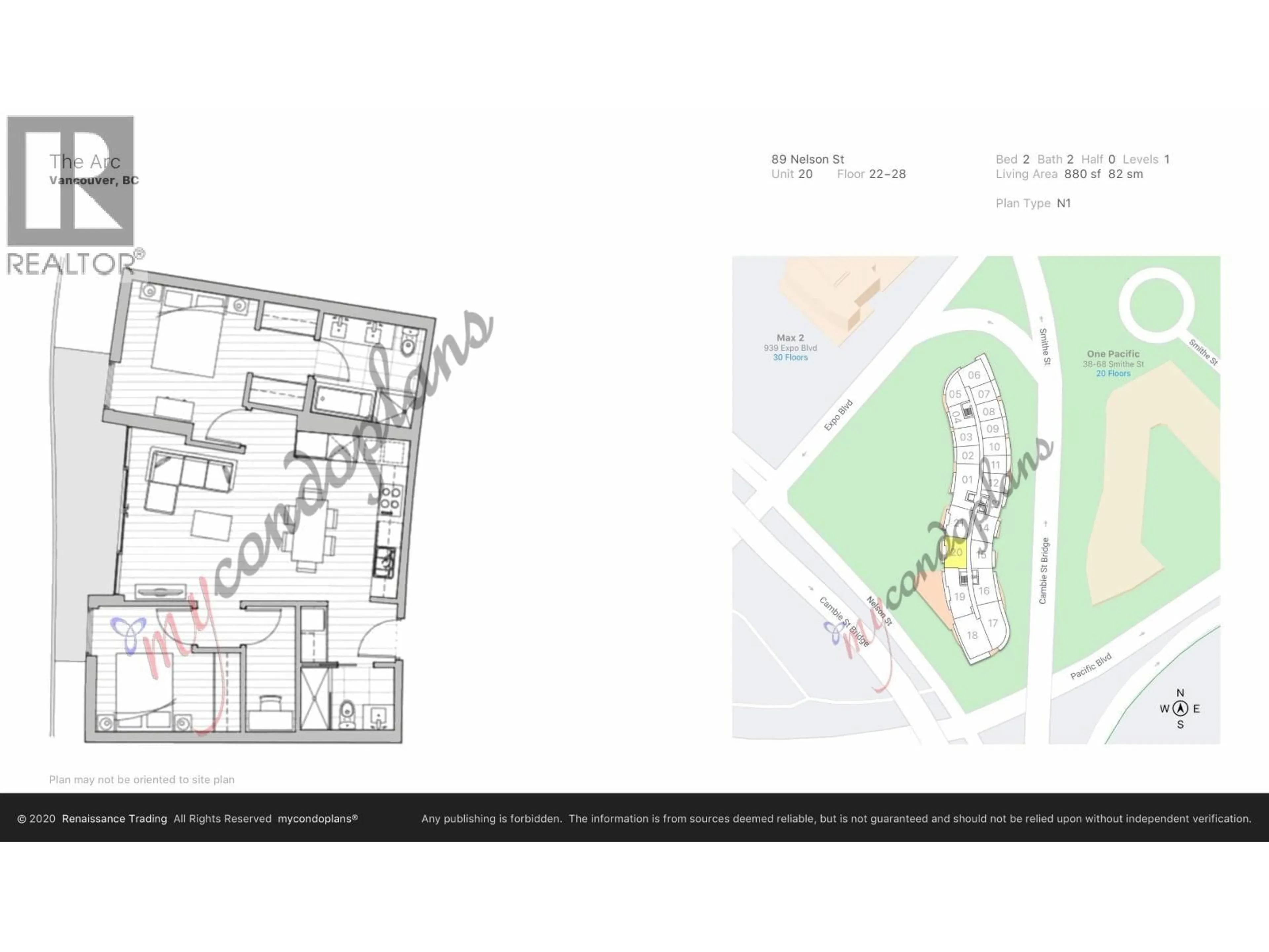 Floor plan for 2320 - 89 NELSON STREET, Vancouver British Columbia V6Z0E7