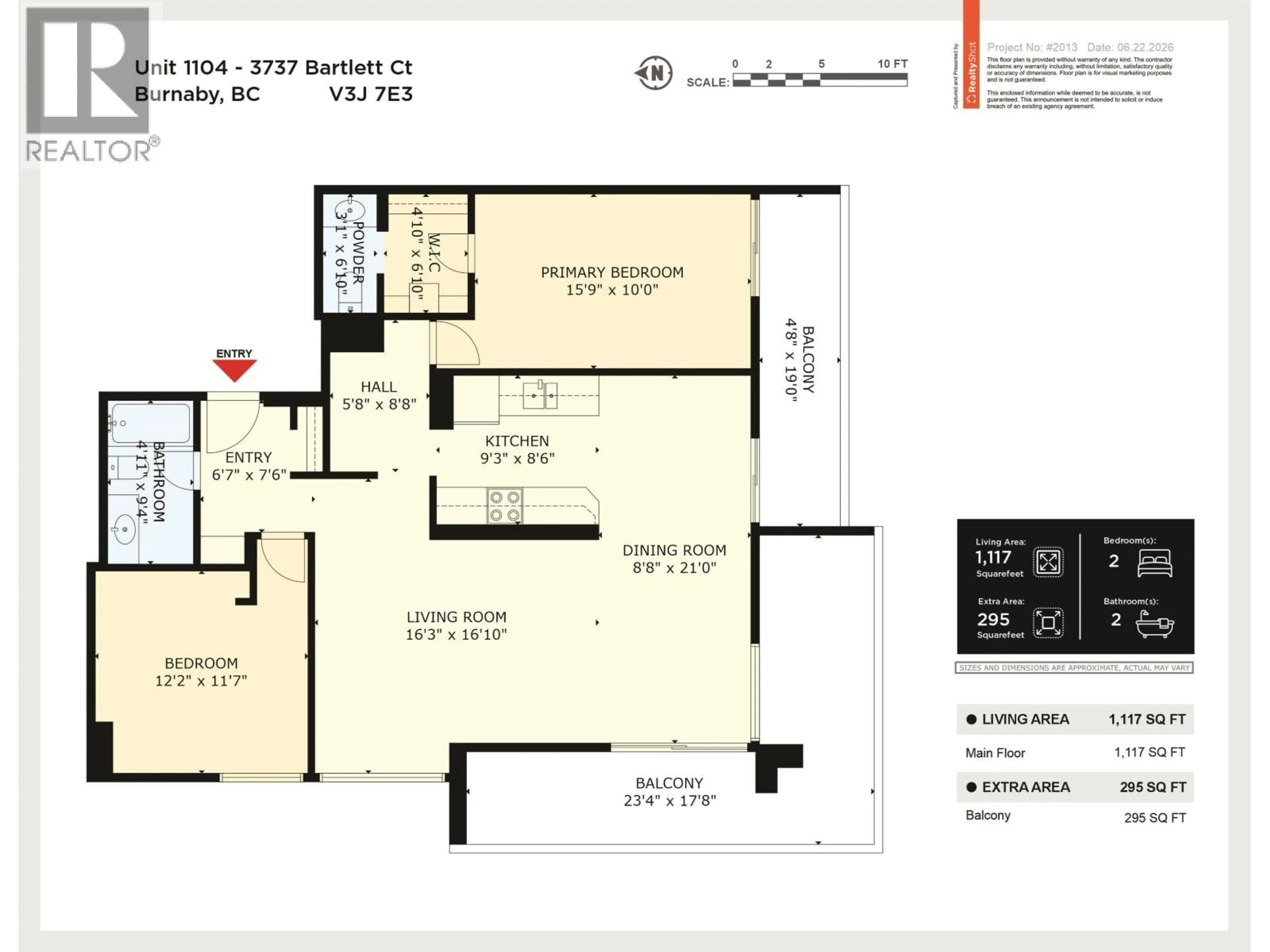Floor plan for 1104 - 3737 BARTLETT COURT, Burnaby British Columbia V3J7E3