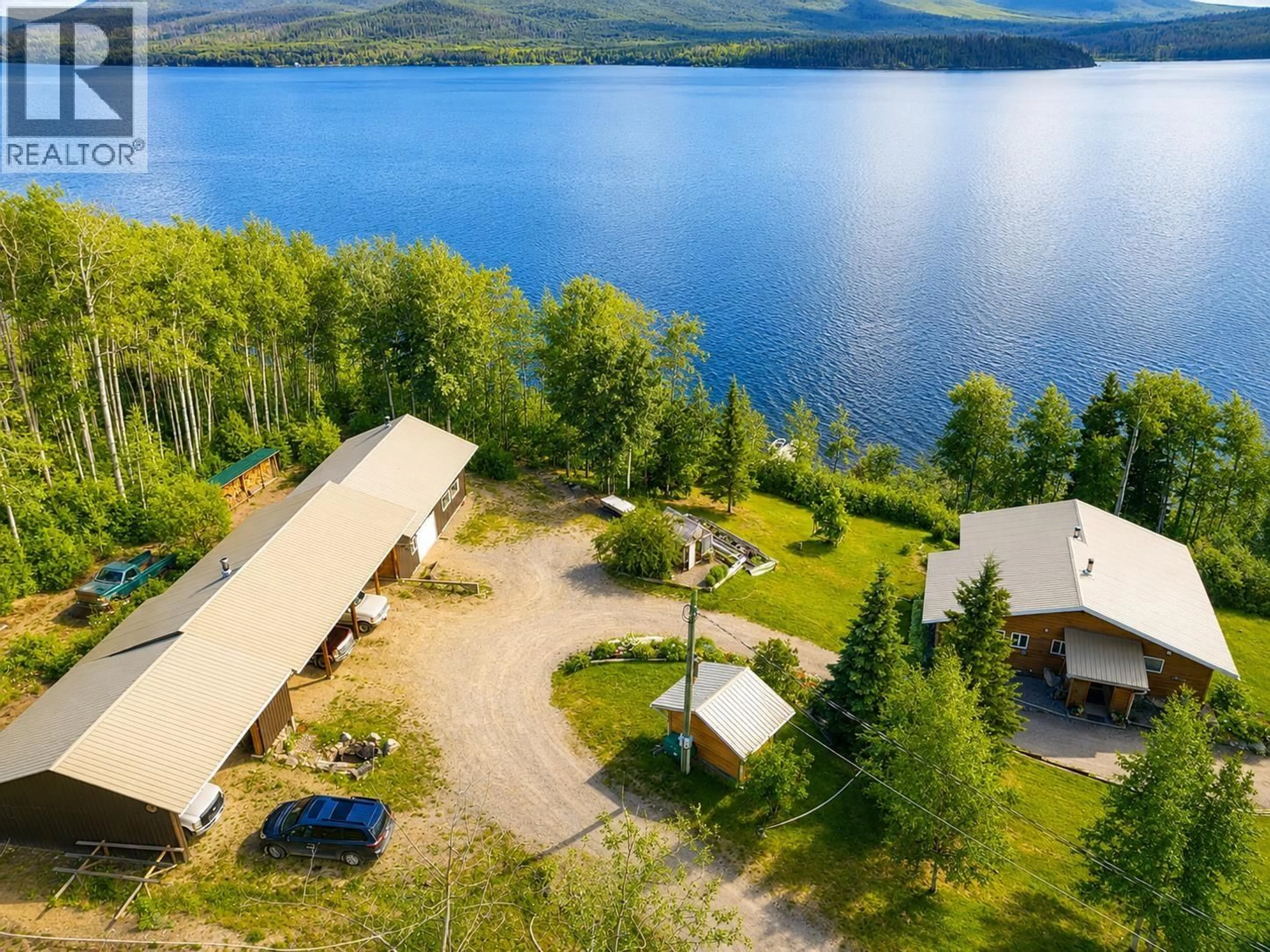 A pic from outside/outdoor area/front of a property/back of a property/a pic from drone, water/lake/river/ocean view for 1371 FRANCOIS LAKE ROAD, Fraser Lake British Columbia V0J1S0