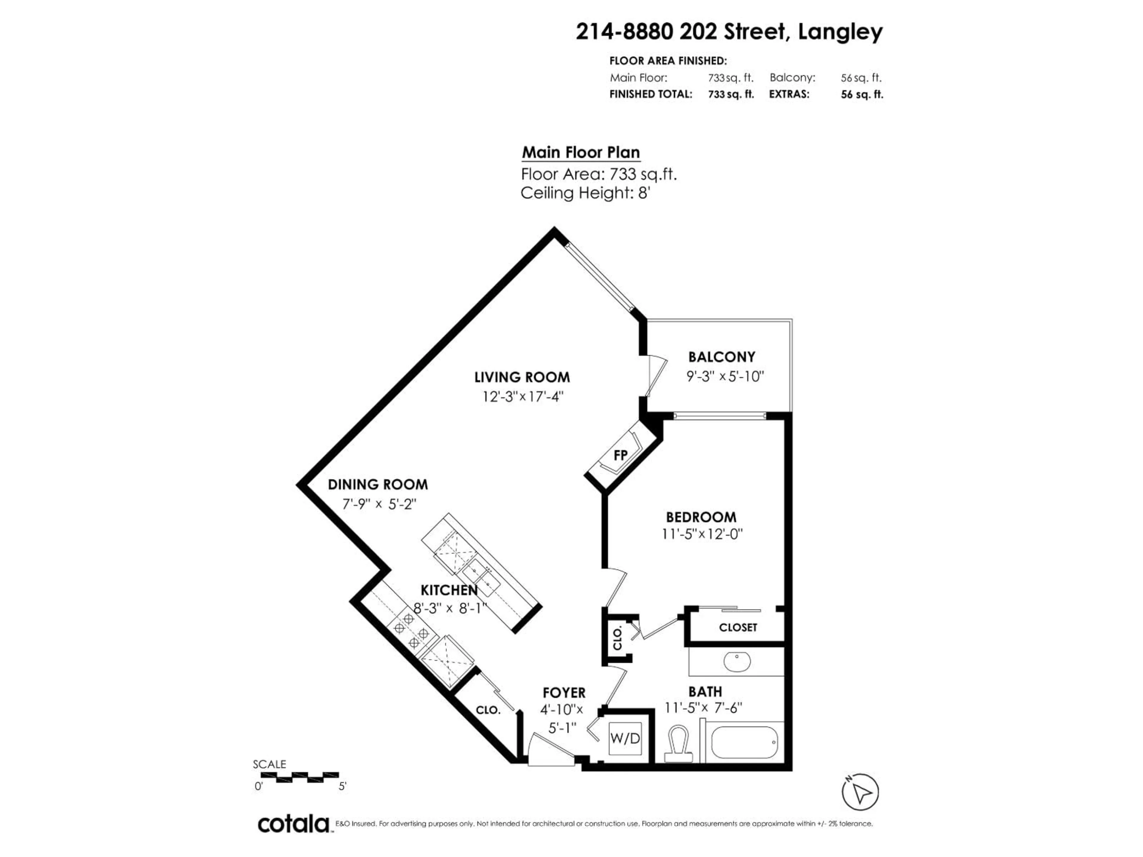 Floor plan for 214 - 8880 202 STREET, Langley British Columbia V1M4E7