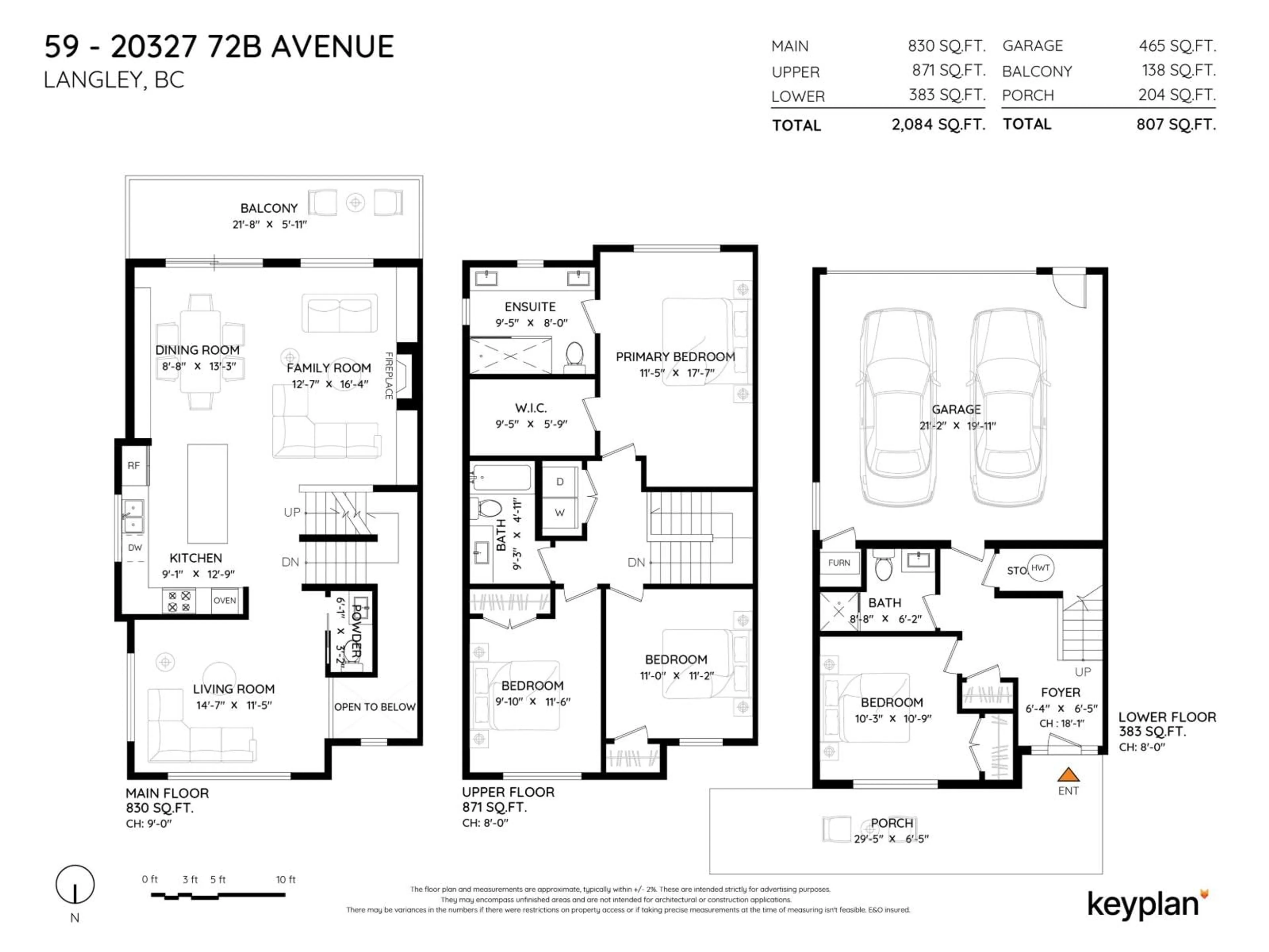 Floor plan for 59 - 20327 72B AVENUE, Langley British Columbia V2Y4J6