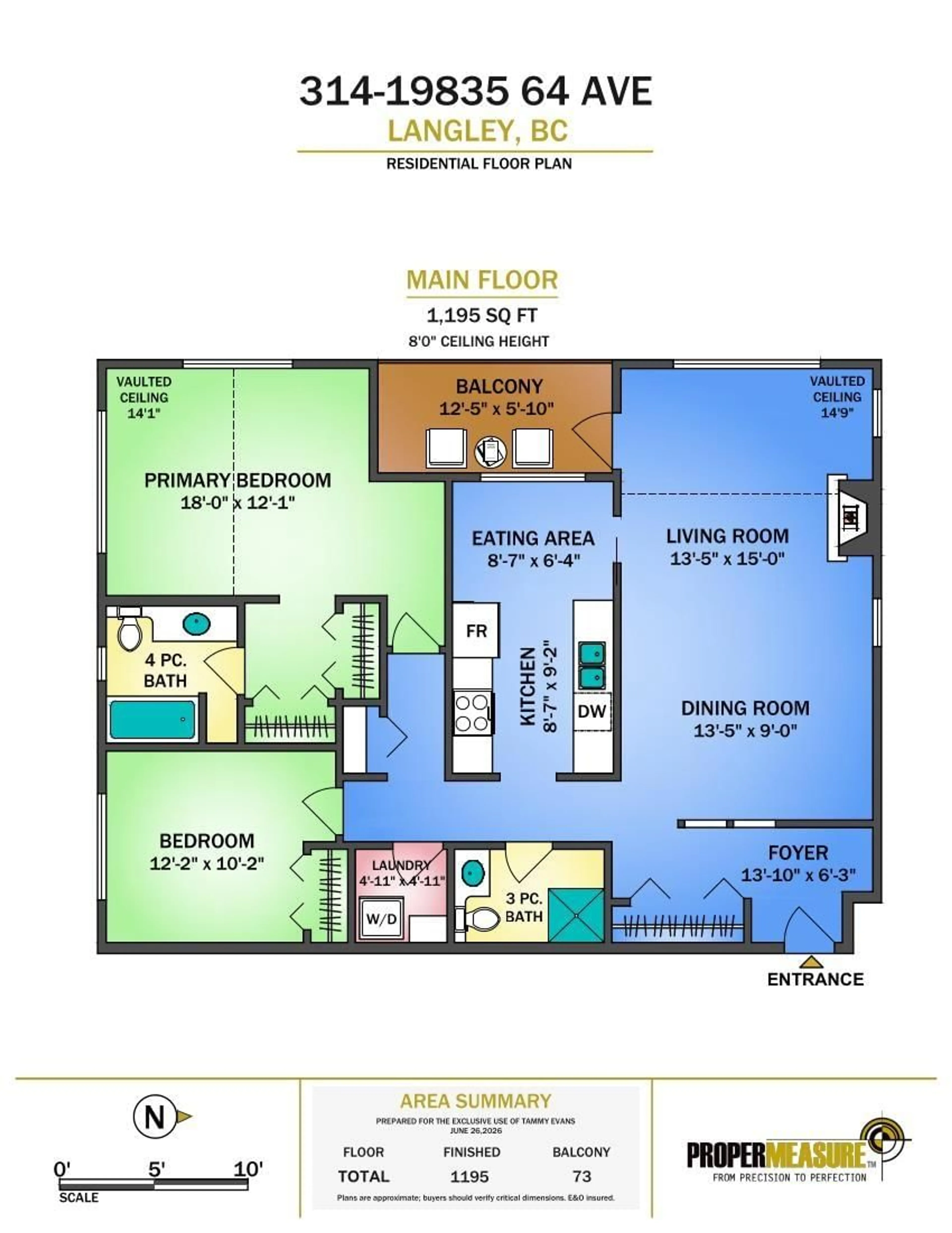 Floor plan for 314 - 19835 64 AVENUE, Langley British Columbia V2Y1L8