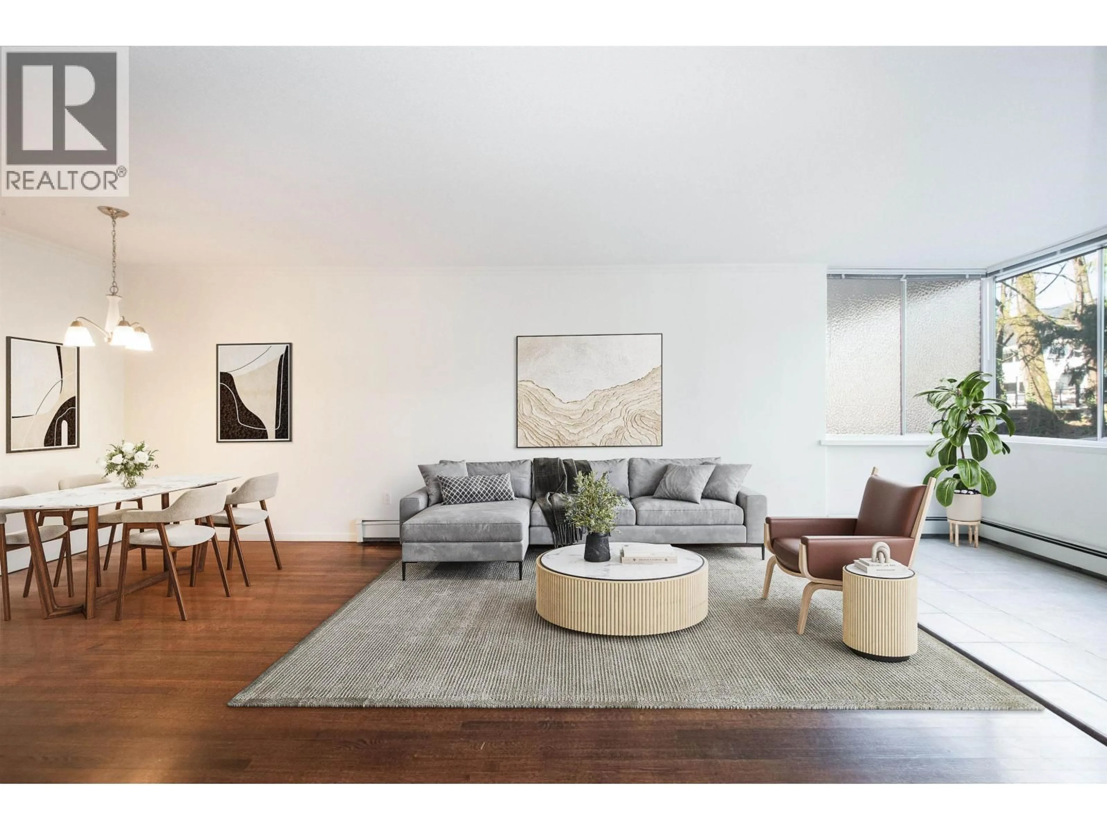 Living room with furniture, wood/laminate floor for 108 - 1425 ESQUIMALT AVENUE, West Vancouver British Columbia V7T1L1