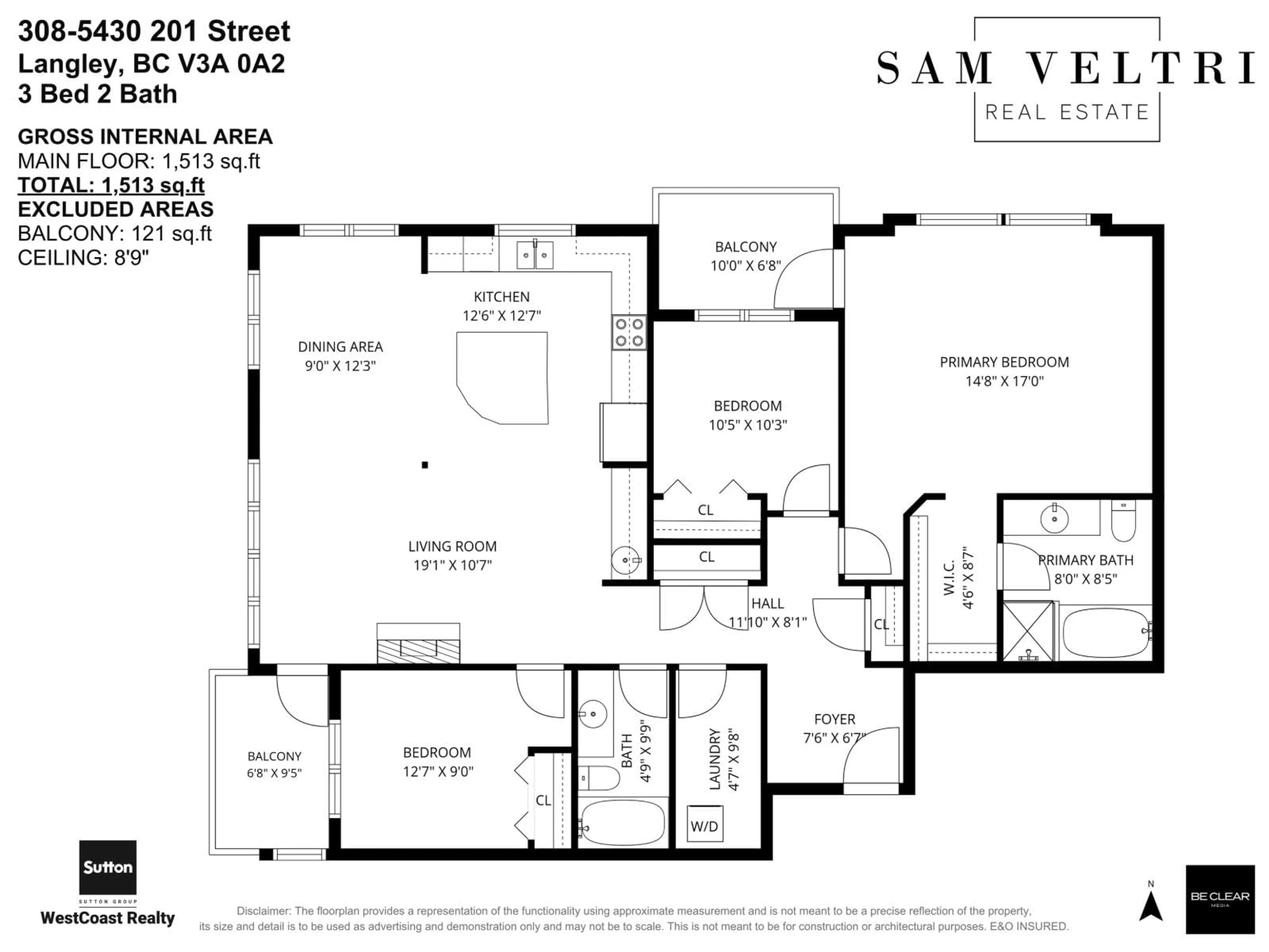 Floor plan for 308 - 5430 201 STREET, Langley British Columbia V3A0A2