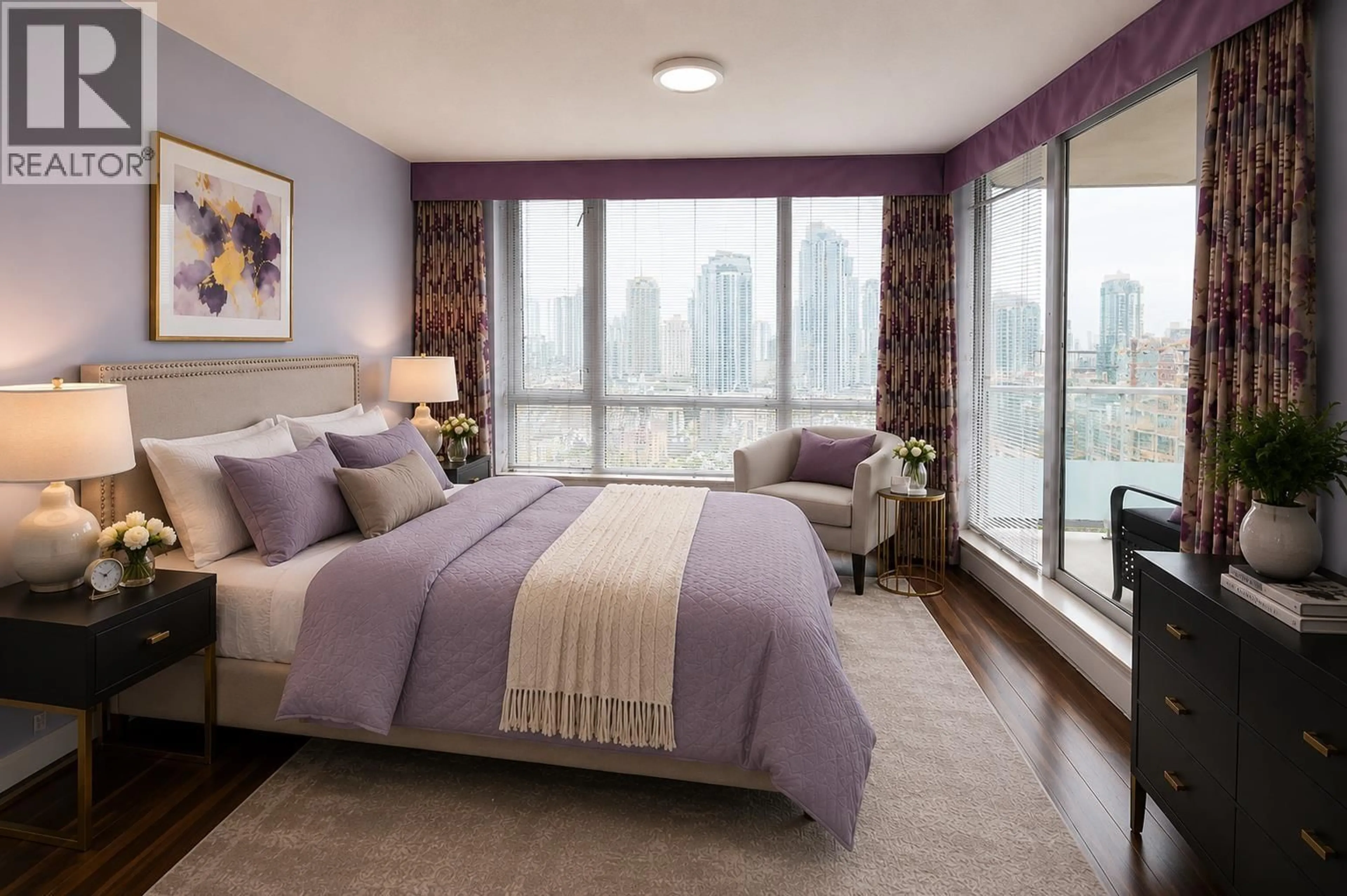 Bedroom with bed, unknown for 2401 - 4808 HAZEL STREET, Burnaby British Columbia V5H0A2