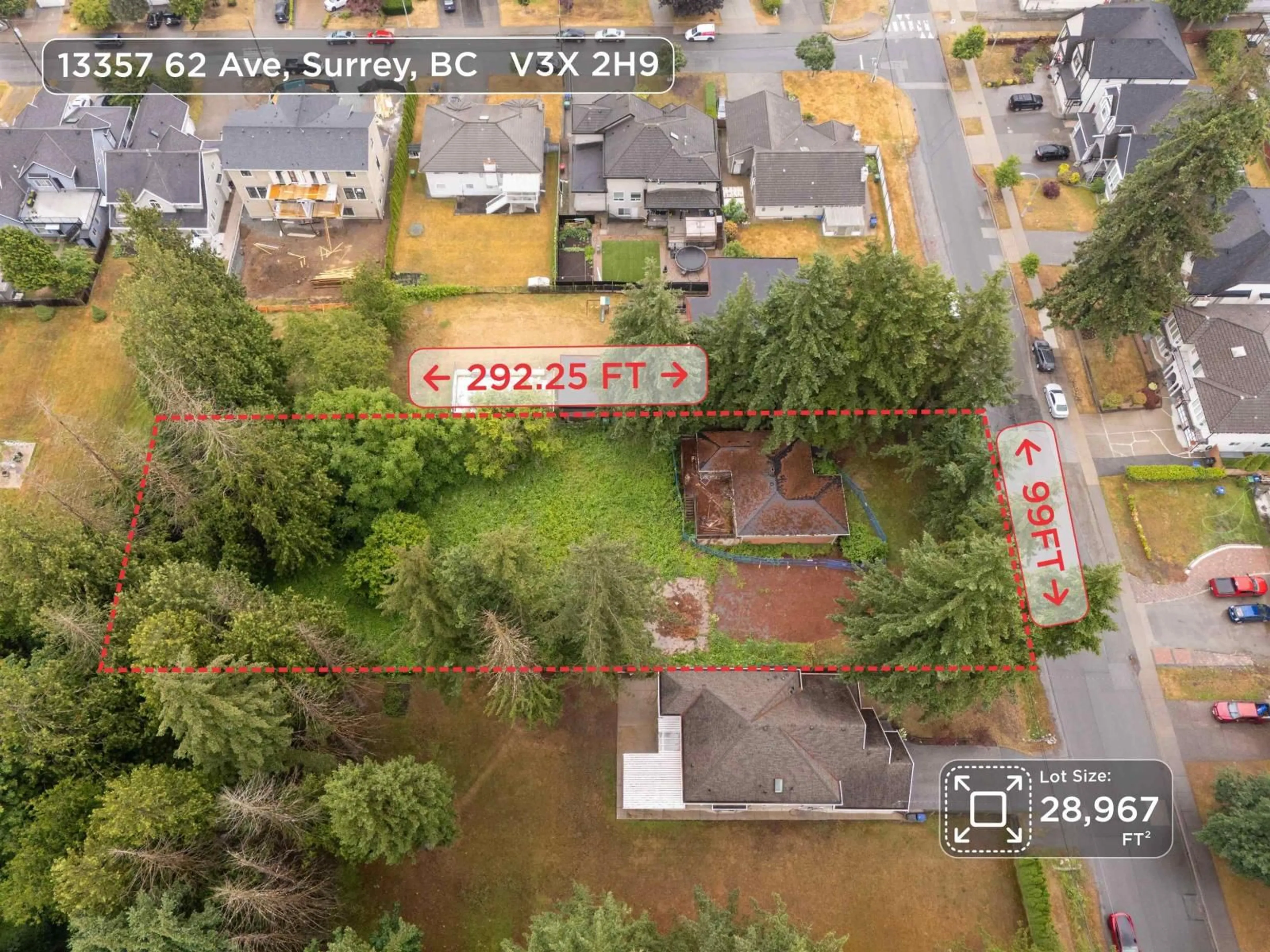 A pic from outside/outdoor area/front of a property/back of a property/a pic from drone, street for 13357 62 AVENUE, Surrey British Columbia V3X2H9