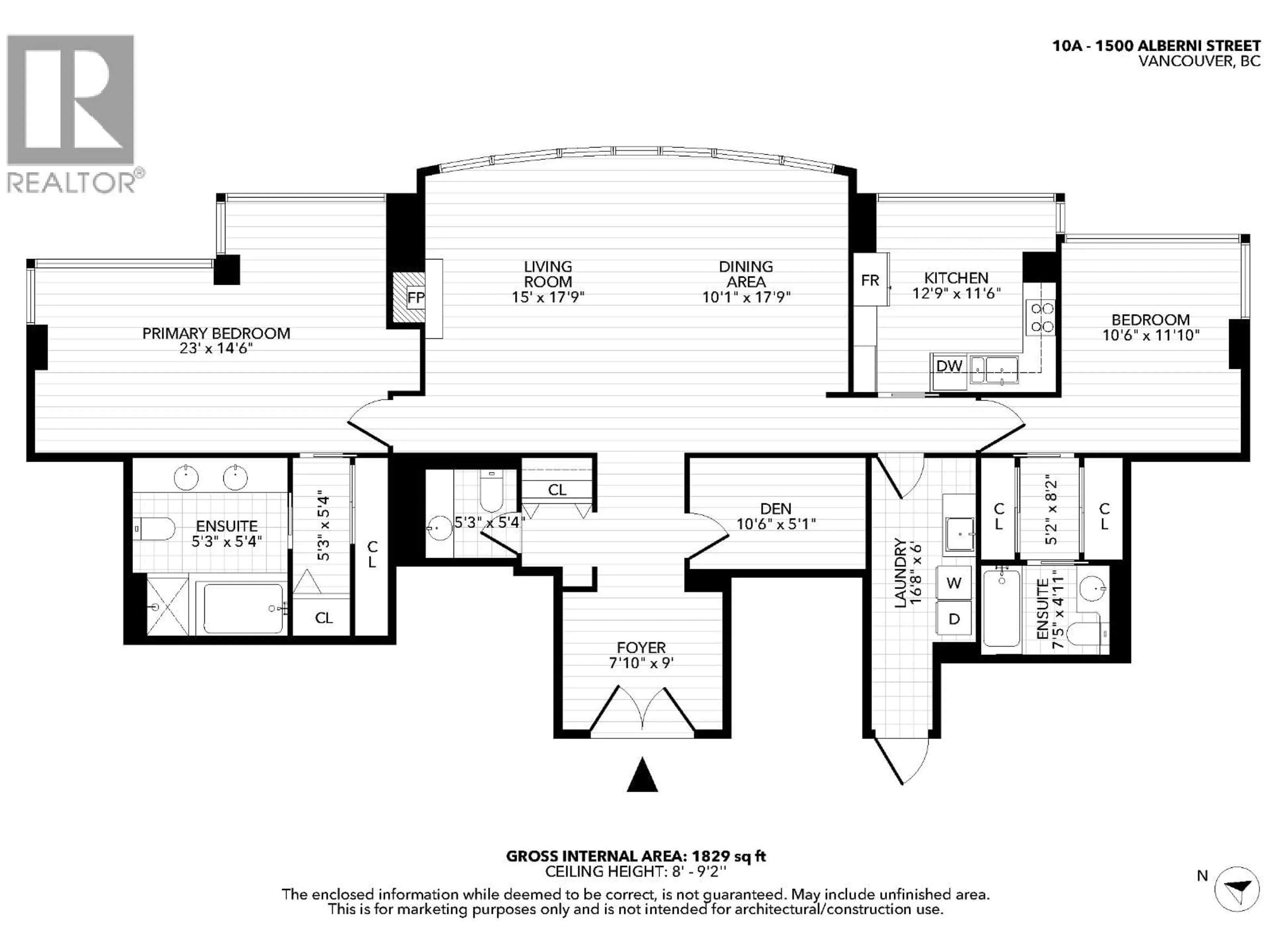 Floor plan for 10A - 1500 ALBERNI STREET, Vancouver British Columbia V6G3C9