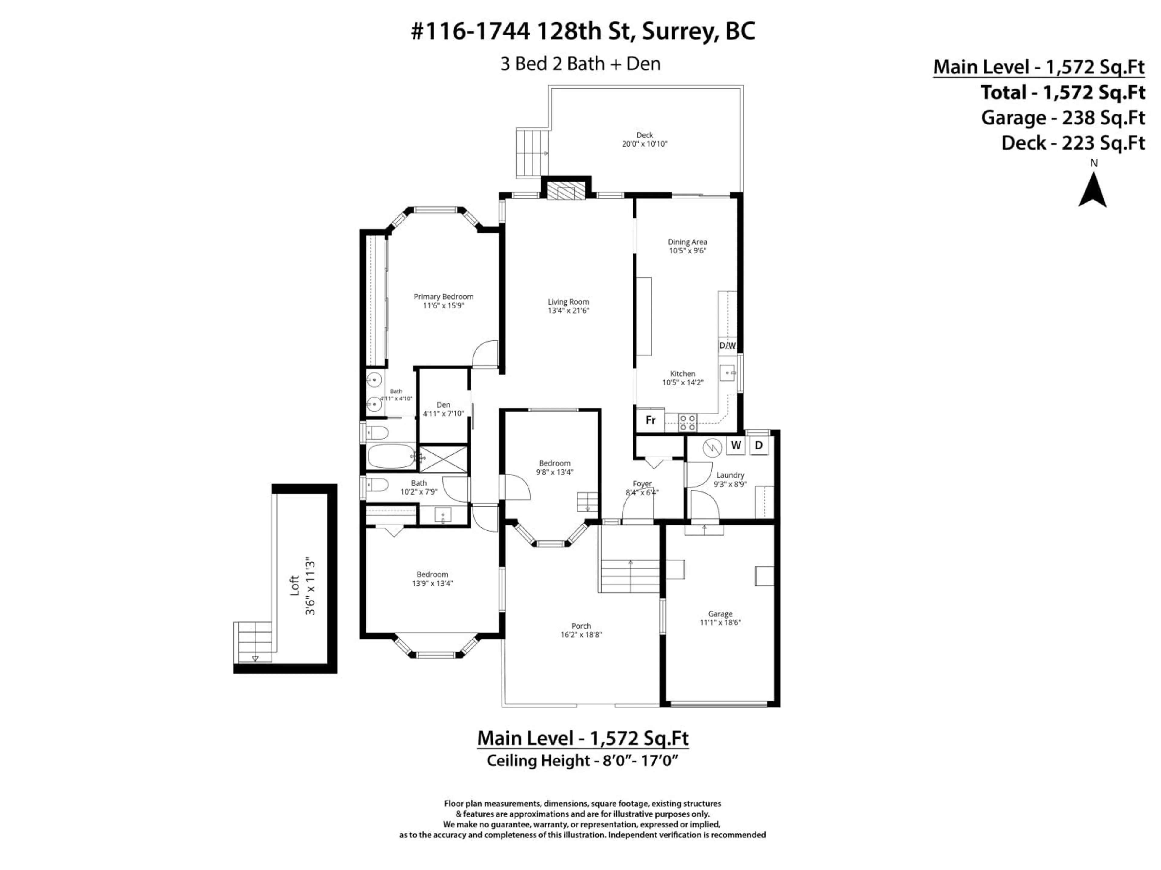 Floor plan for 116 - 1744 128 STREET, Surrey British Columbia V4A3V4