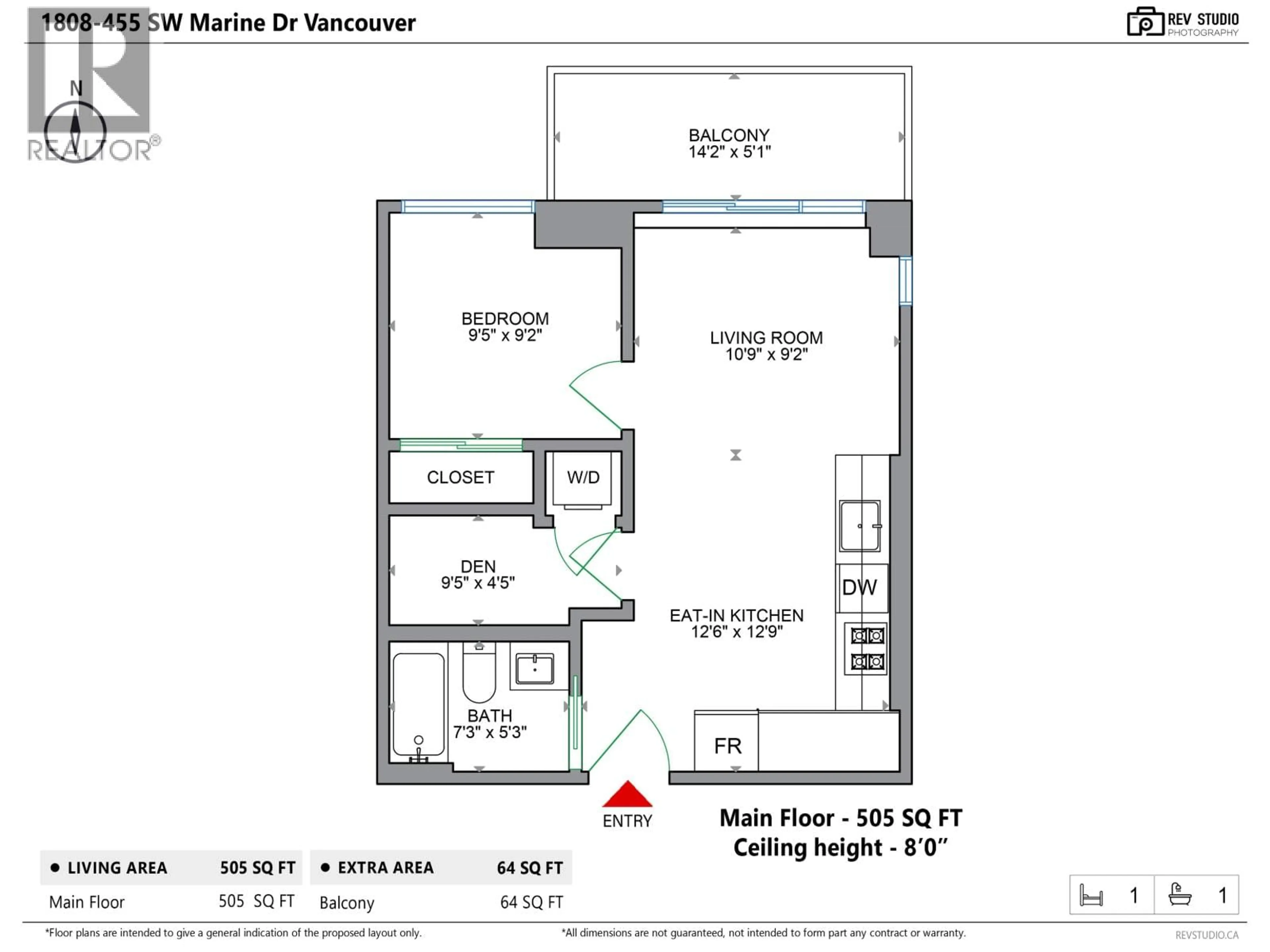 Floor plan for 1808 - 455 MARINE DRIVE, Vancouver British Columbia V5X0H3