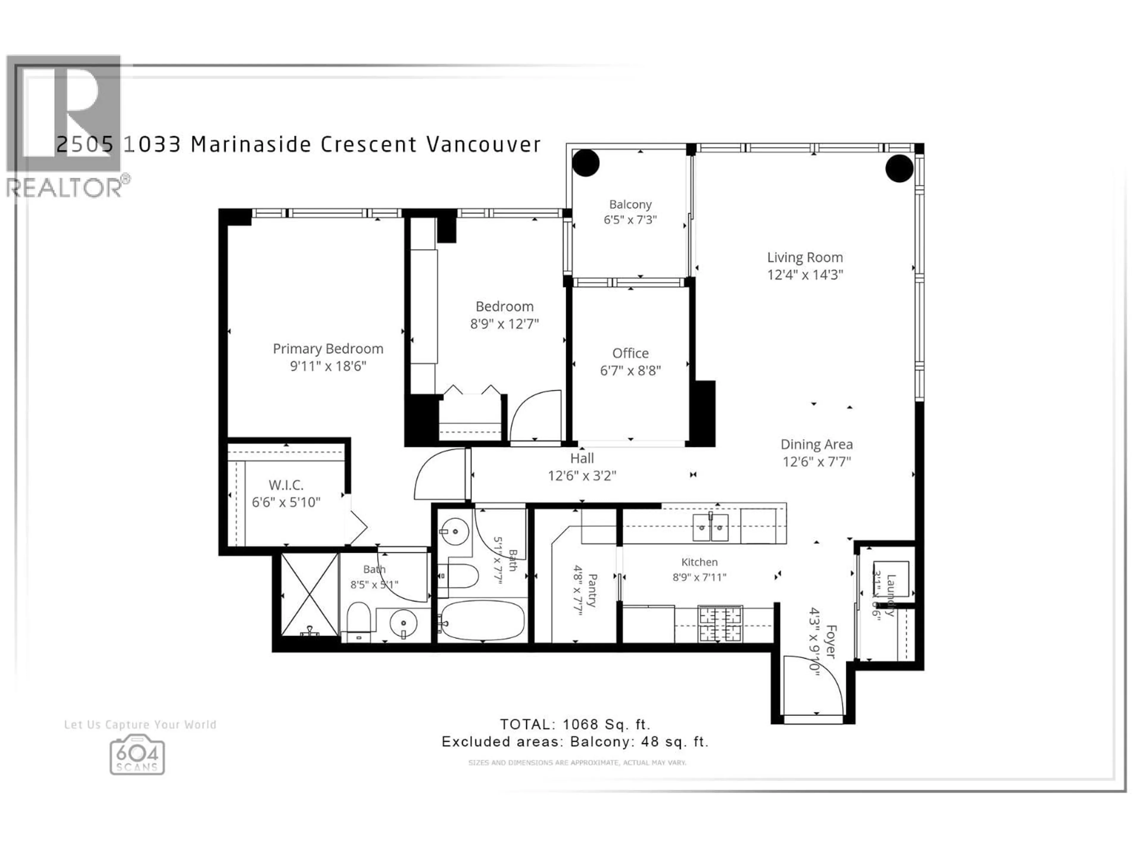 Floor plan for 2505 - 1033 MARINASIDE CRESCENT, Vancouver British Columbia V6Z3A3