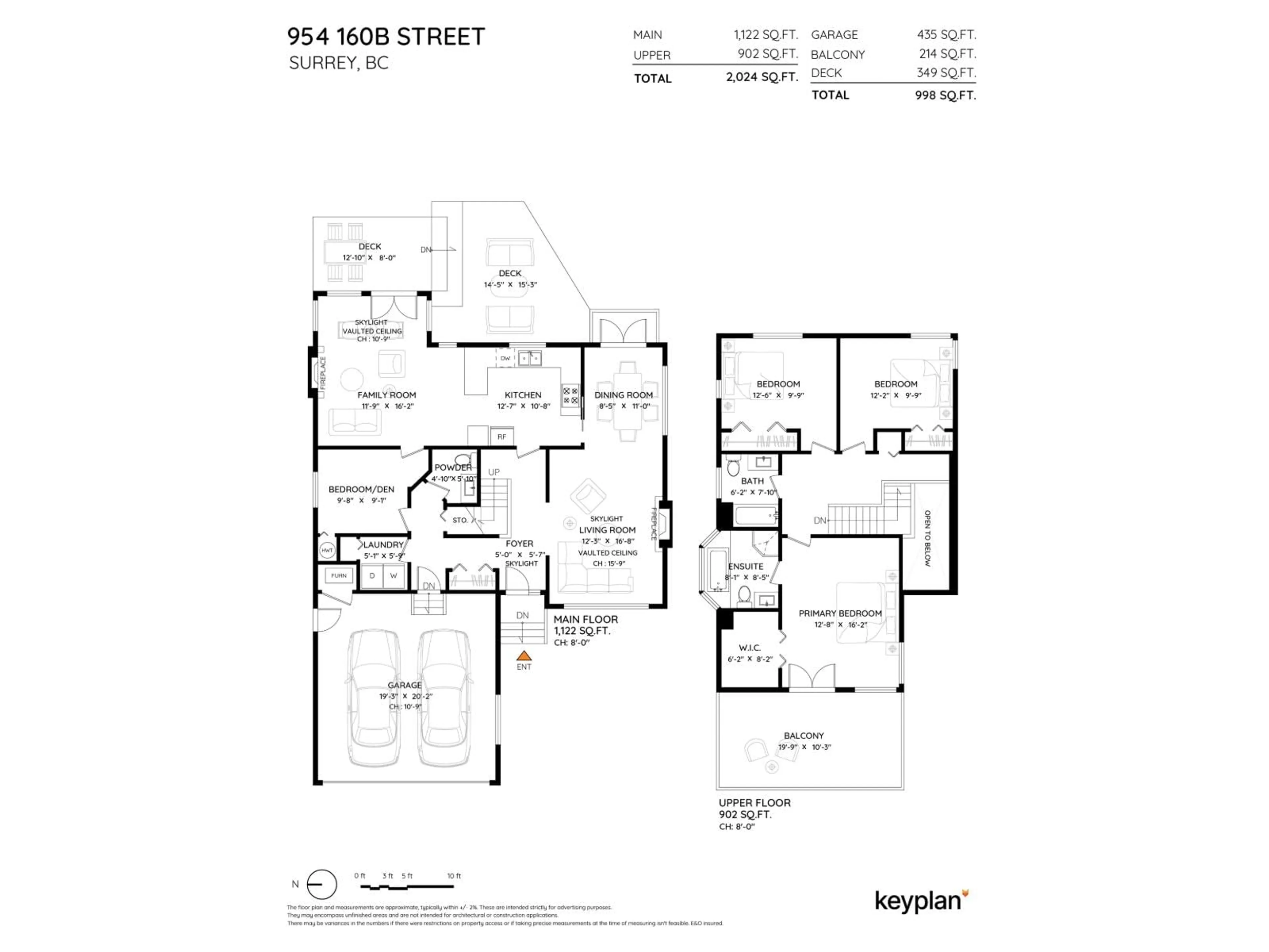 Floor plan for 954 160B STREET, Surrey British Columbia V4A9A7