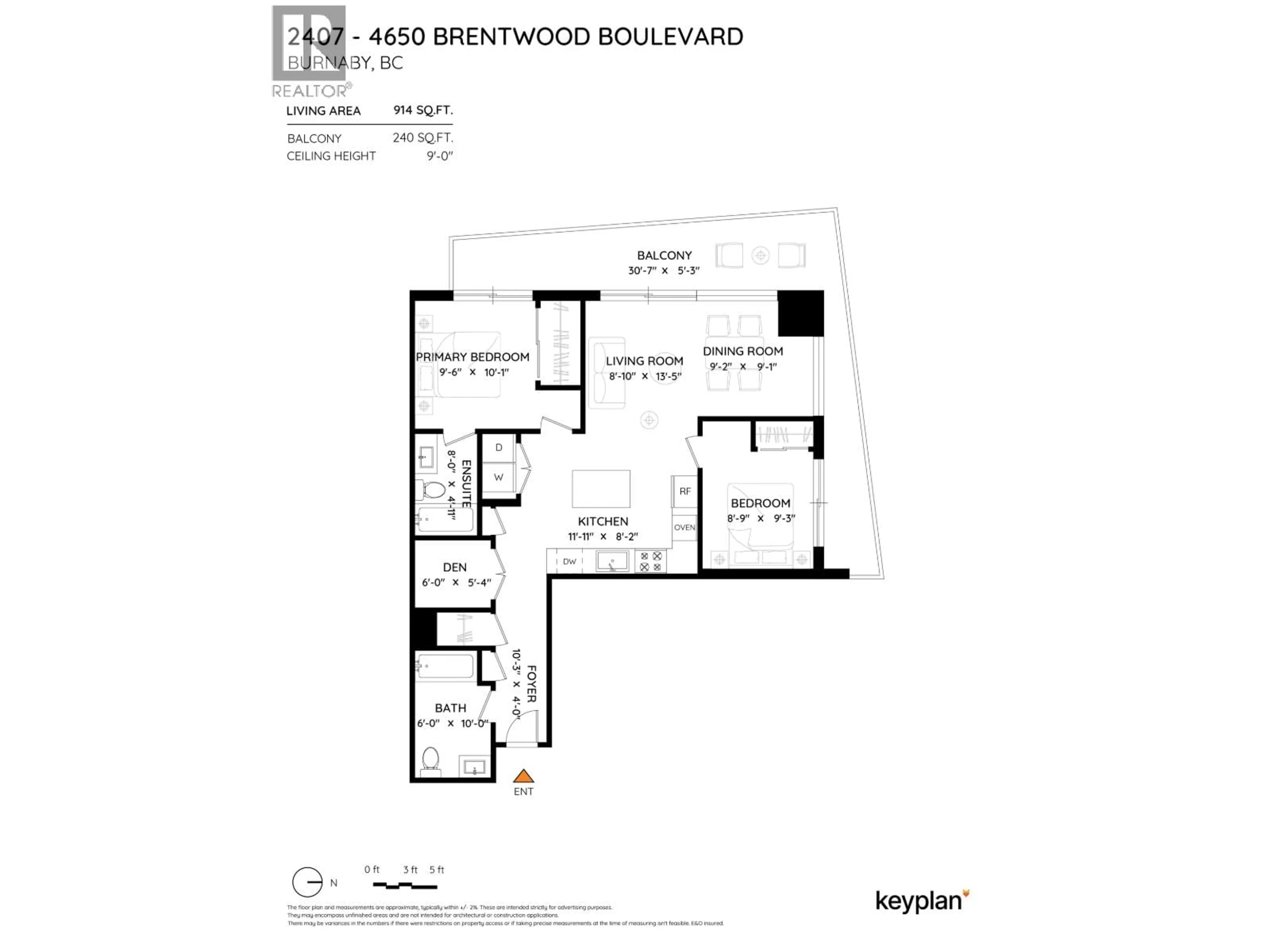 Floor plan for 2407 - 4650 BRENTWOOD BOULEVARD, Burnaby British Columbia V5C0M3