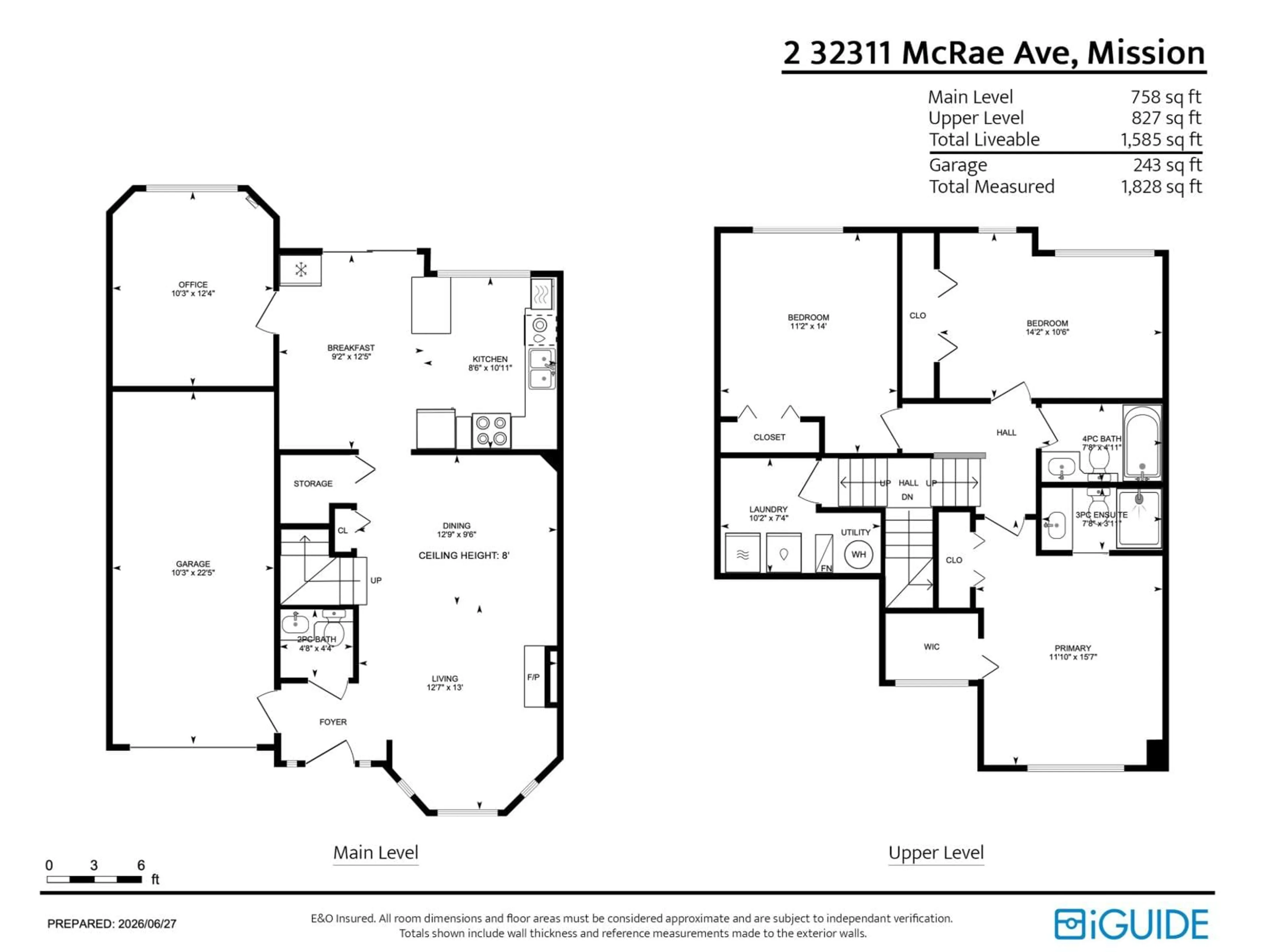 Floor plan for 2 - 32311 MCRAE AVENUE, Mission British Columbia V2V4X7