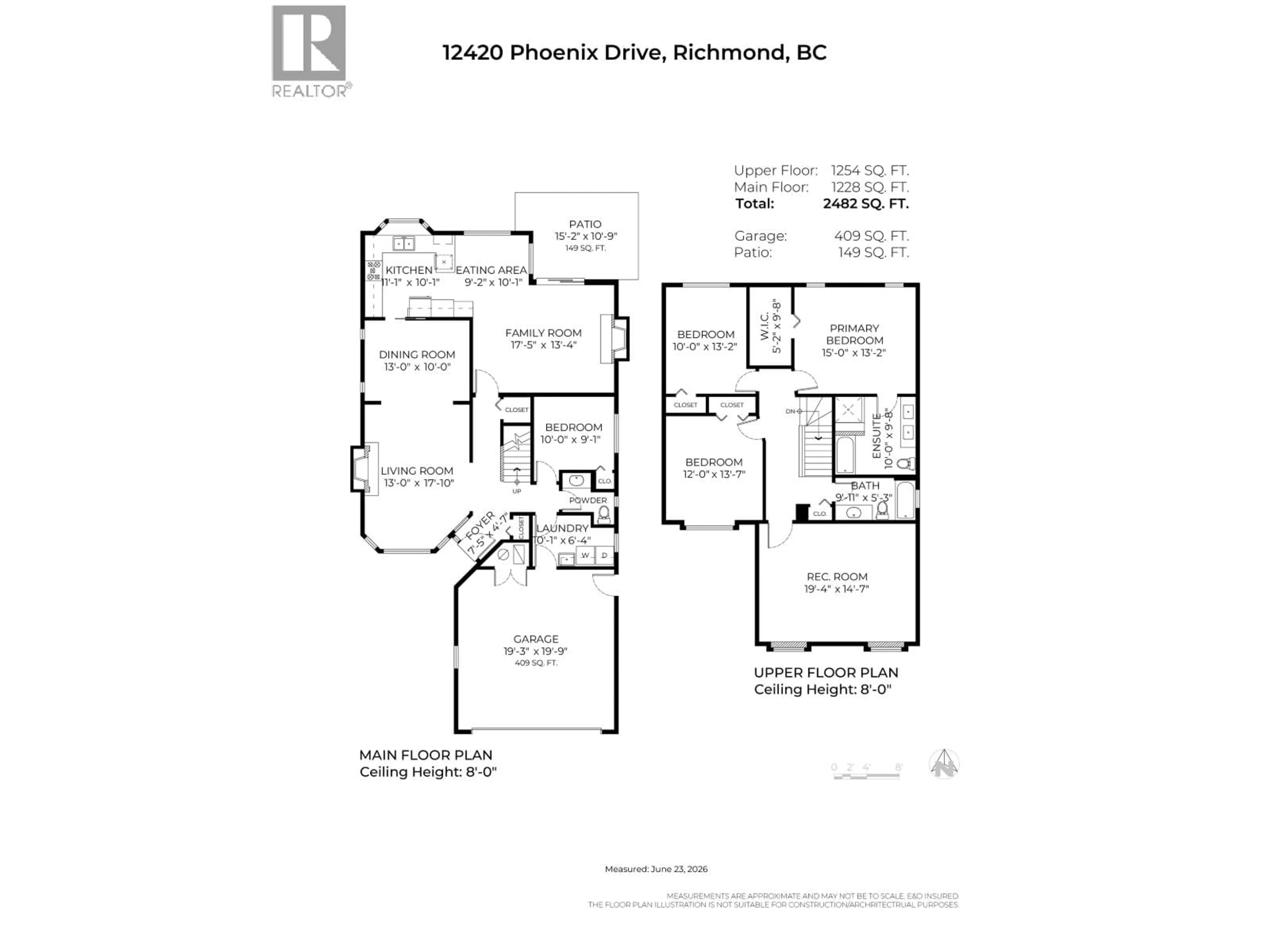 Floor plan for 12420 PHOENIX DRIVE, Richmond British Columbia V7E6B3