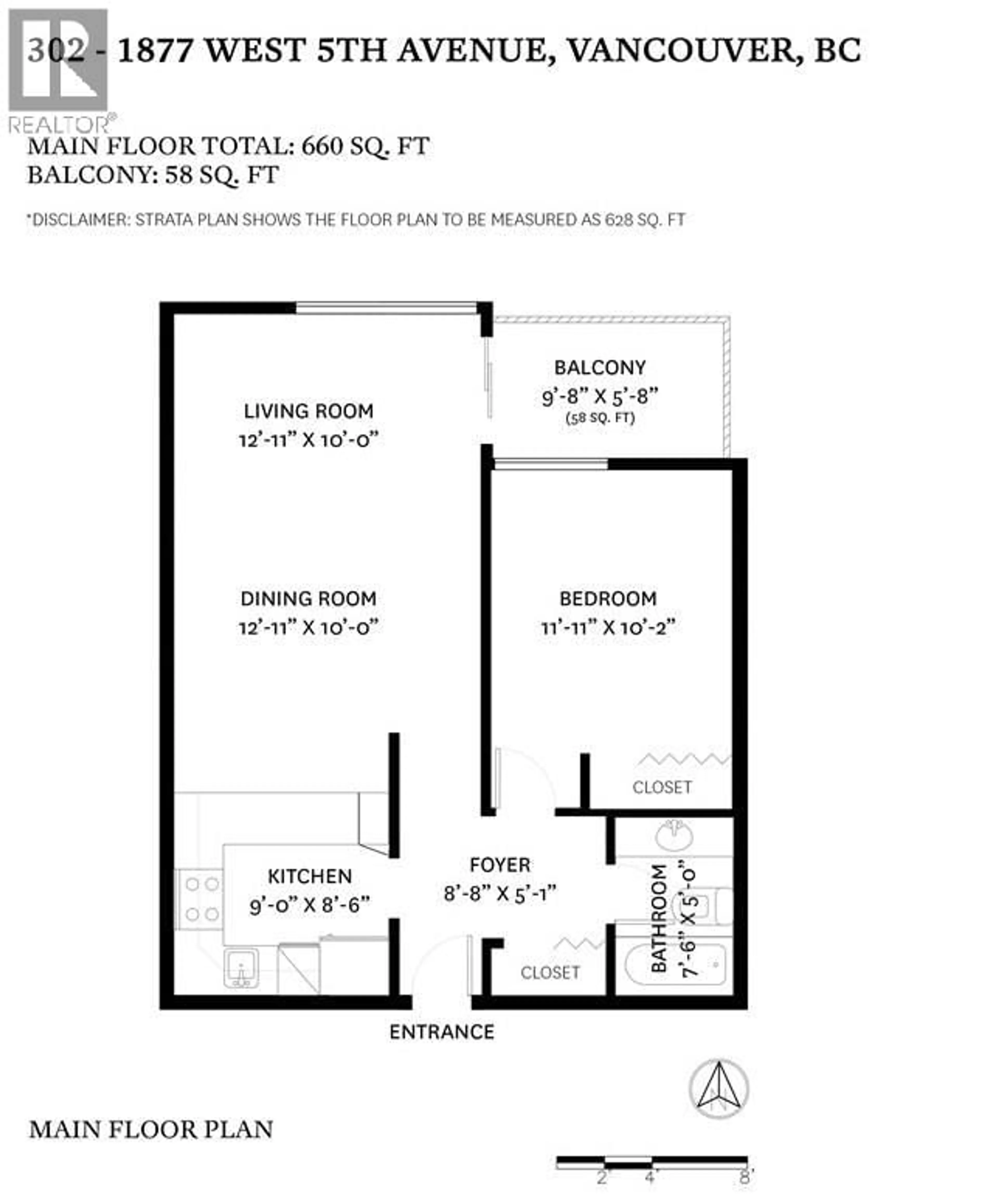 Floor plan for 302 - 1877 5TH AVENUE, Vancouver British Columbia V6J1P5
