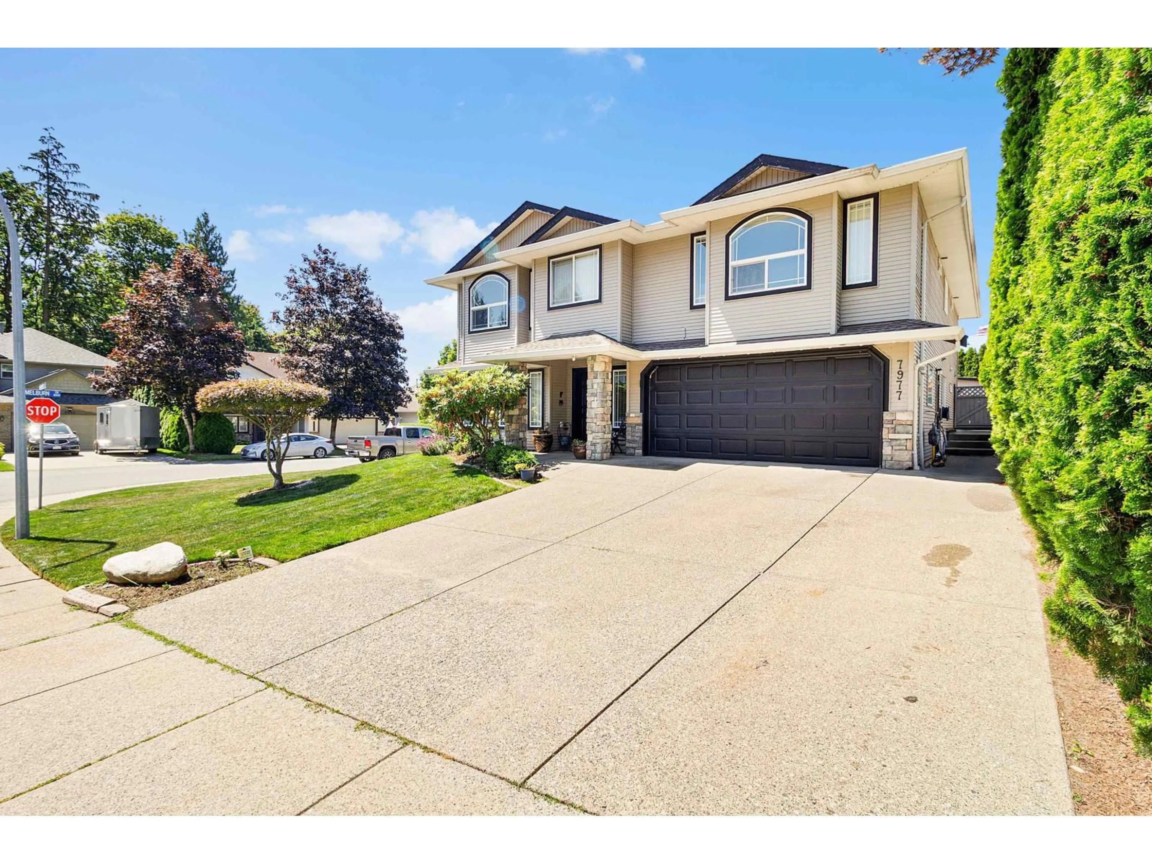 Home with vinyl exterior material, street for 7977 D'HERBOMEZ DRIVE, Mission British Columbia V2V7B5
