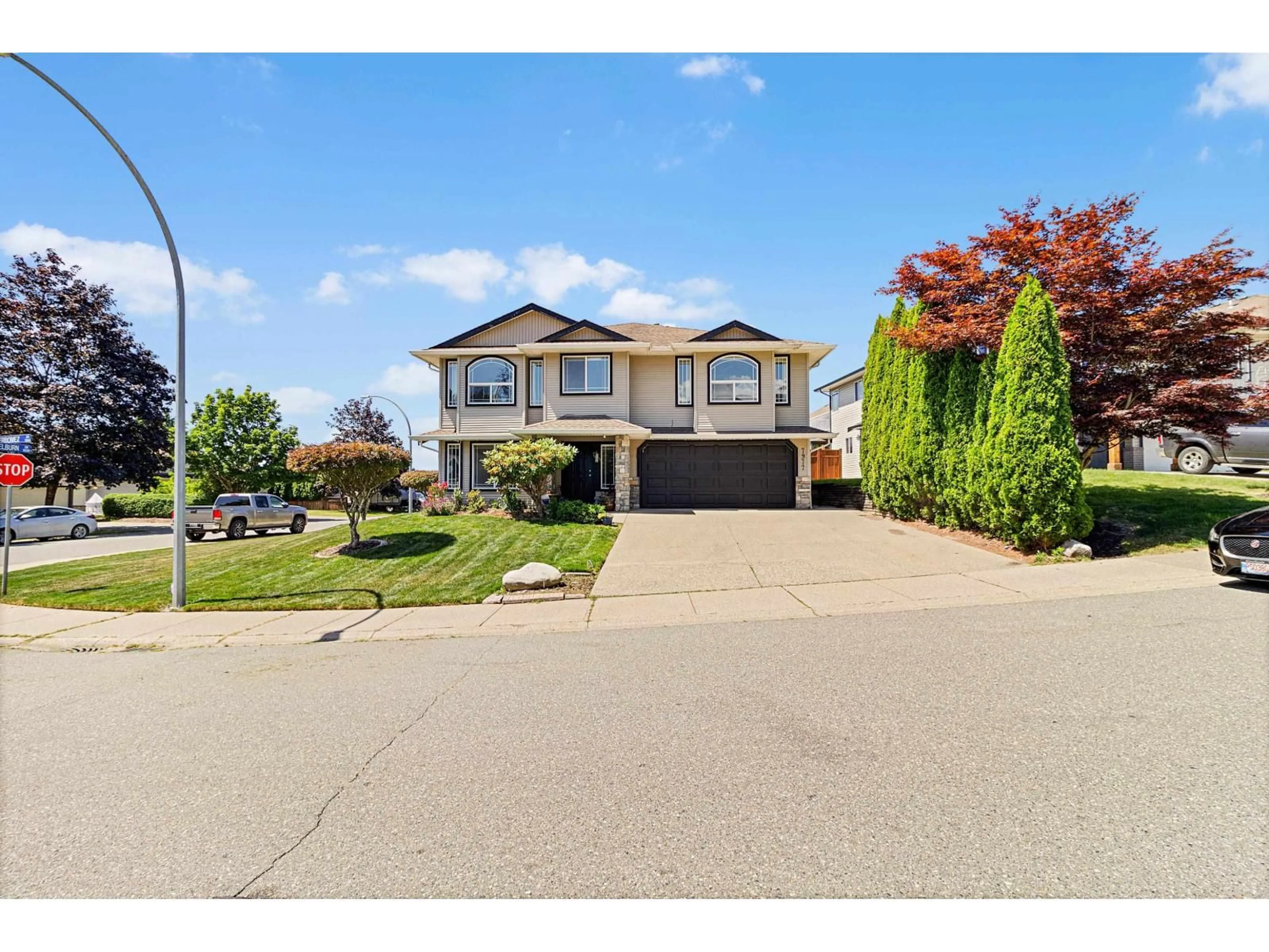 Home with vinyl exterior material, street for 7977 D'HERBOMEZ DRIVE, Mission British Columbia V2V7B5