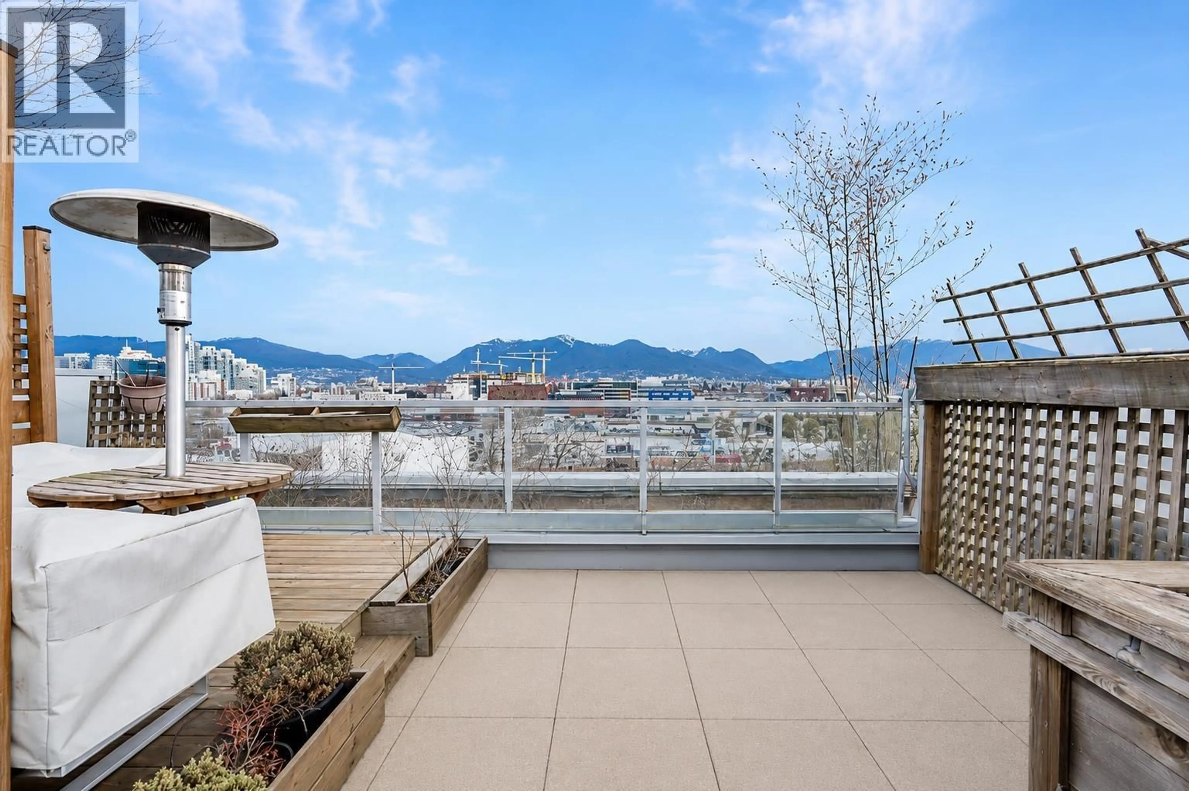Balcony in the apartment, city buildings view from balcony for 708 - 384 1ST AVENUE, Vancouver British Columbia V5T0G5