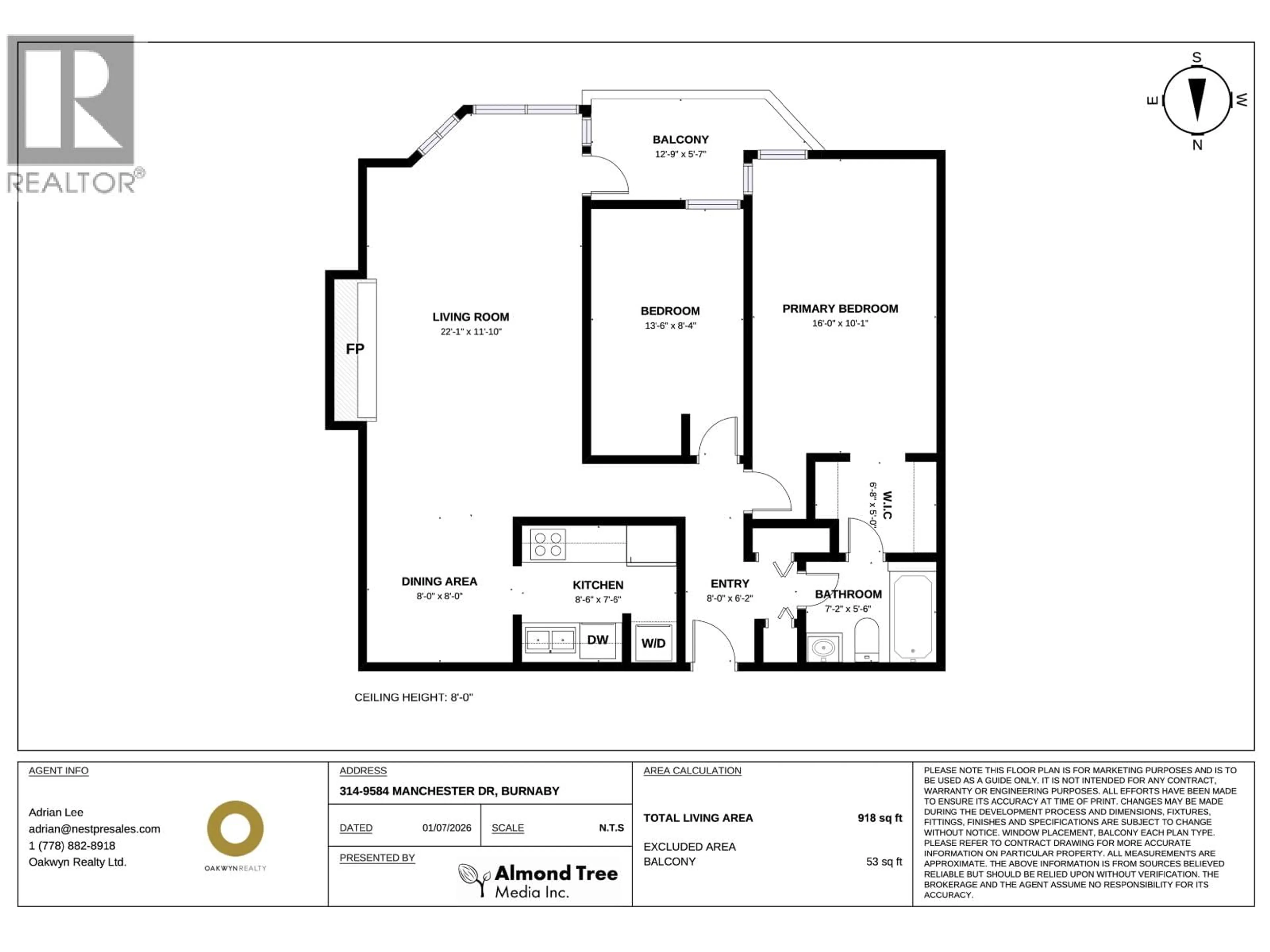 Floor plan for 314 - 9584 MANCHESTER DRIVE, Burnaby British Columbia V3N4R1