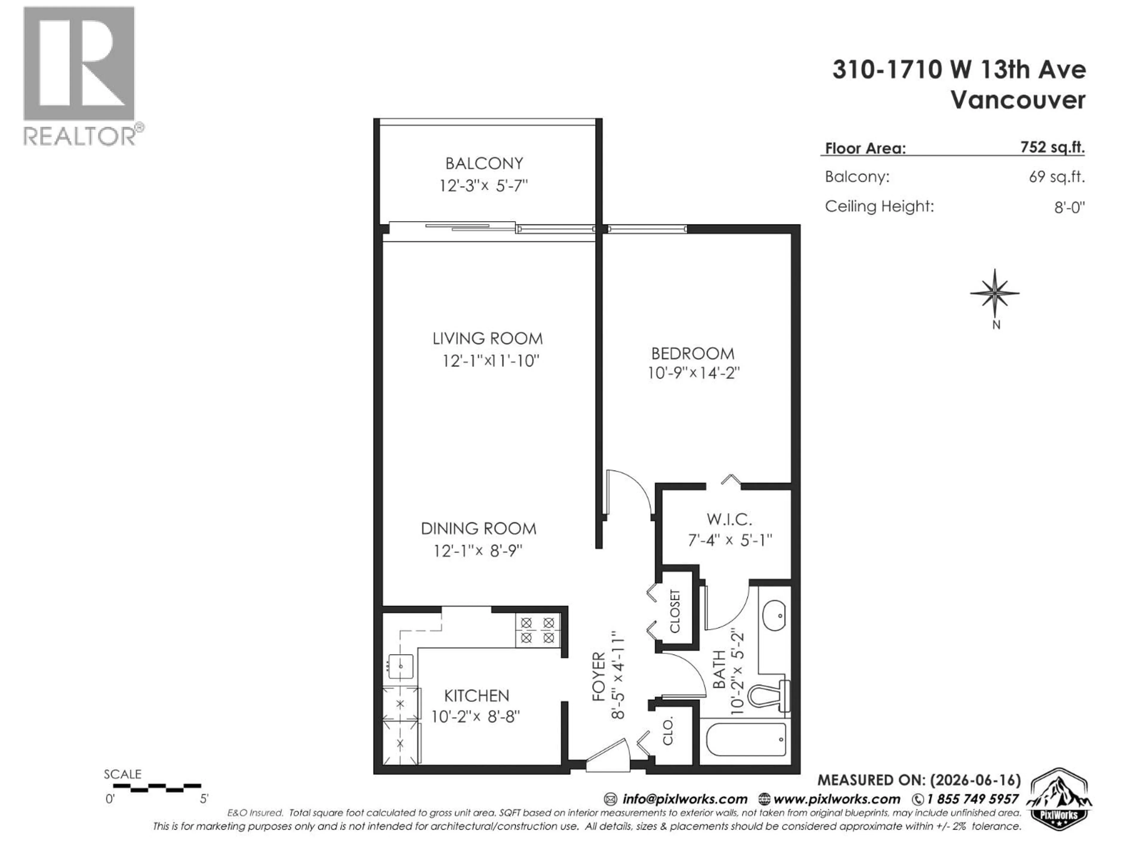 Floor plan for 310 - 1710 13TH AVENUE, Vancouver British Columbia V6J2H1