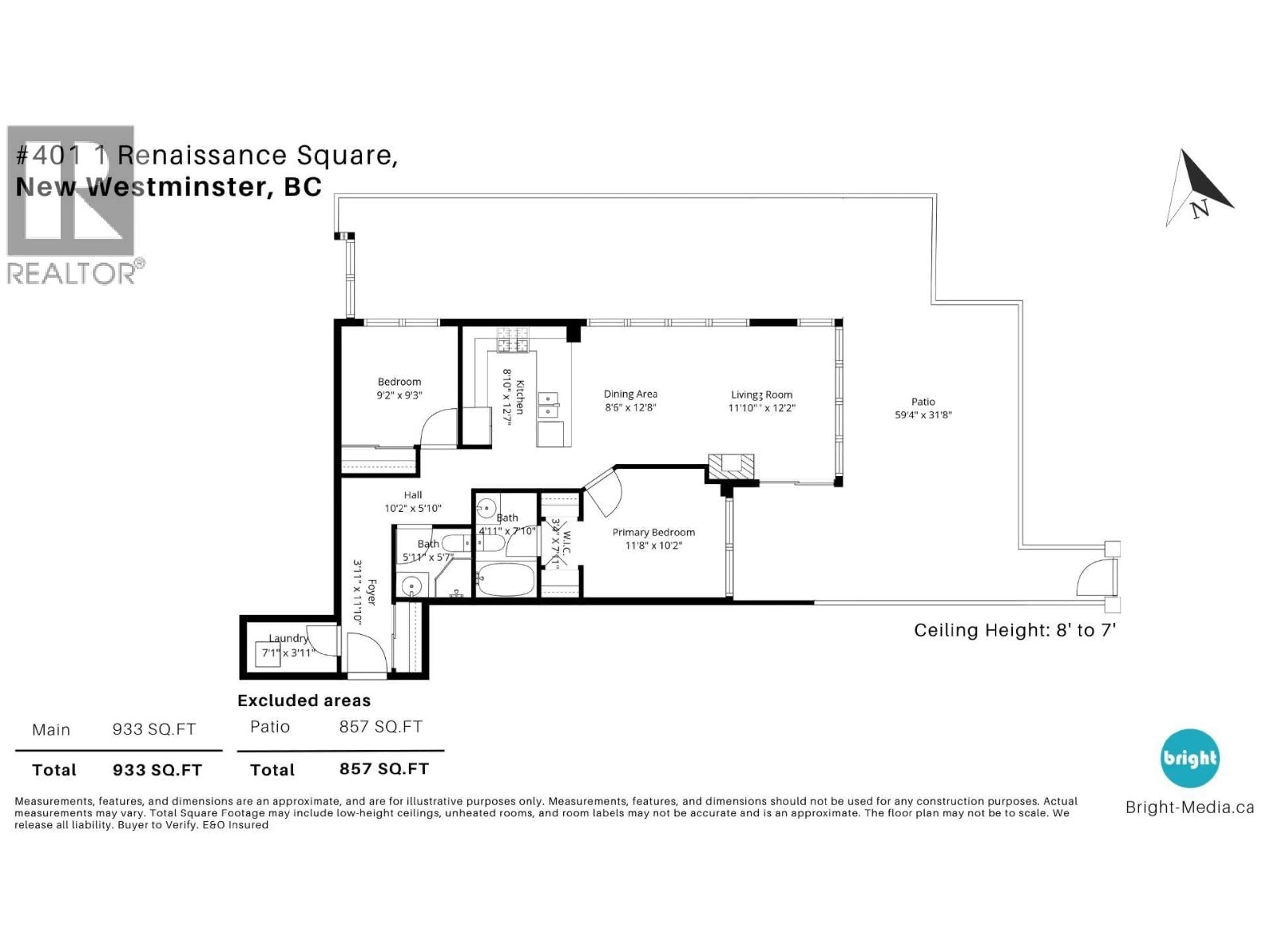 Floor plan for 401 - 1 RENAISSANCE SQUARE, New Westminster British Columbia V3M0B6