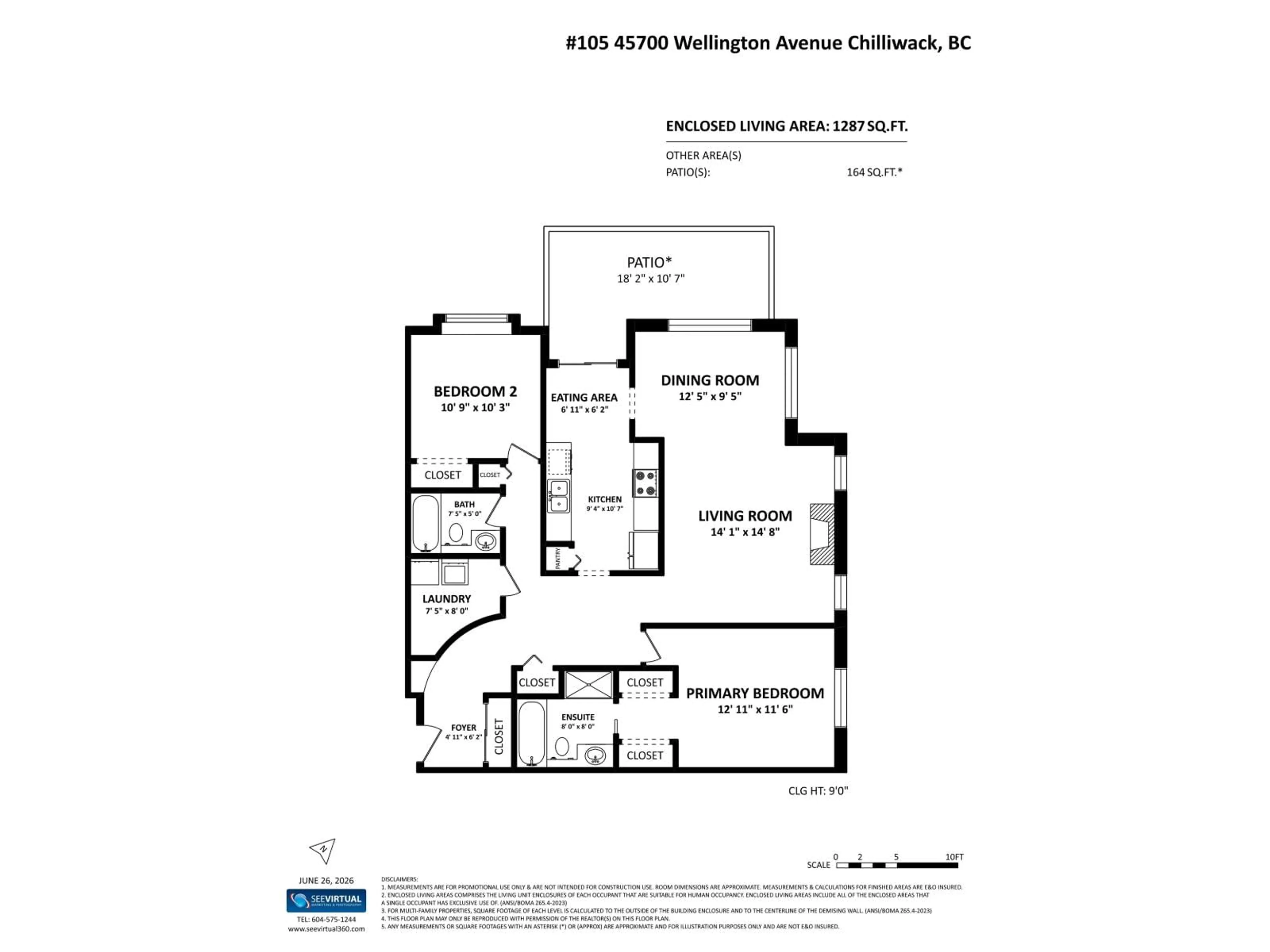 Floor plan for 105 - 45700 WELLINGTON AVENUE, Chilliwack British Columbia V2P2E4