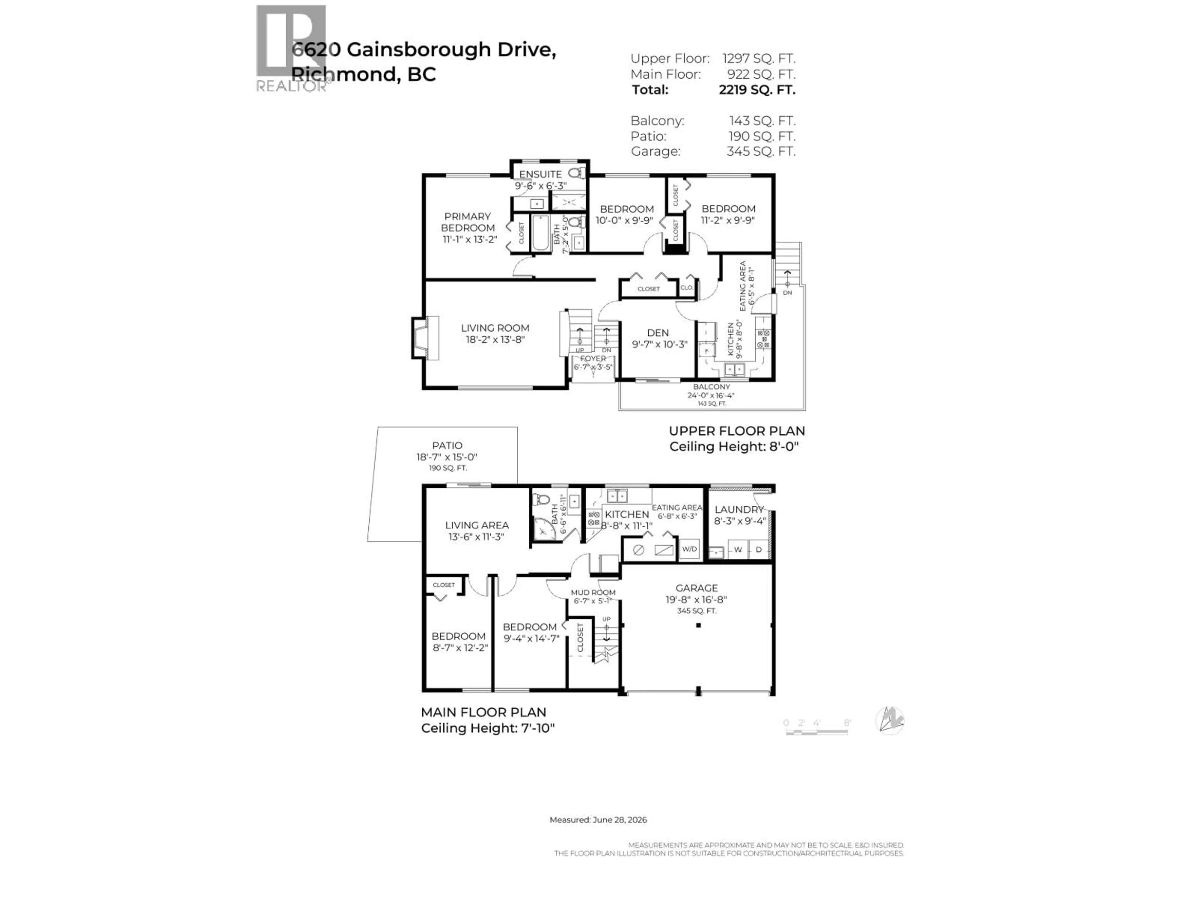 Floor plan for 6620 GAINSBOROUGH DRIVE, Richmond British Columbia V7E3Z3