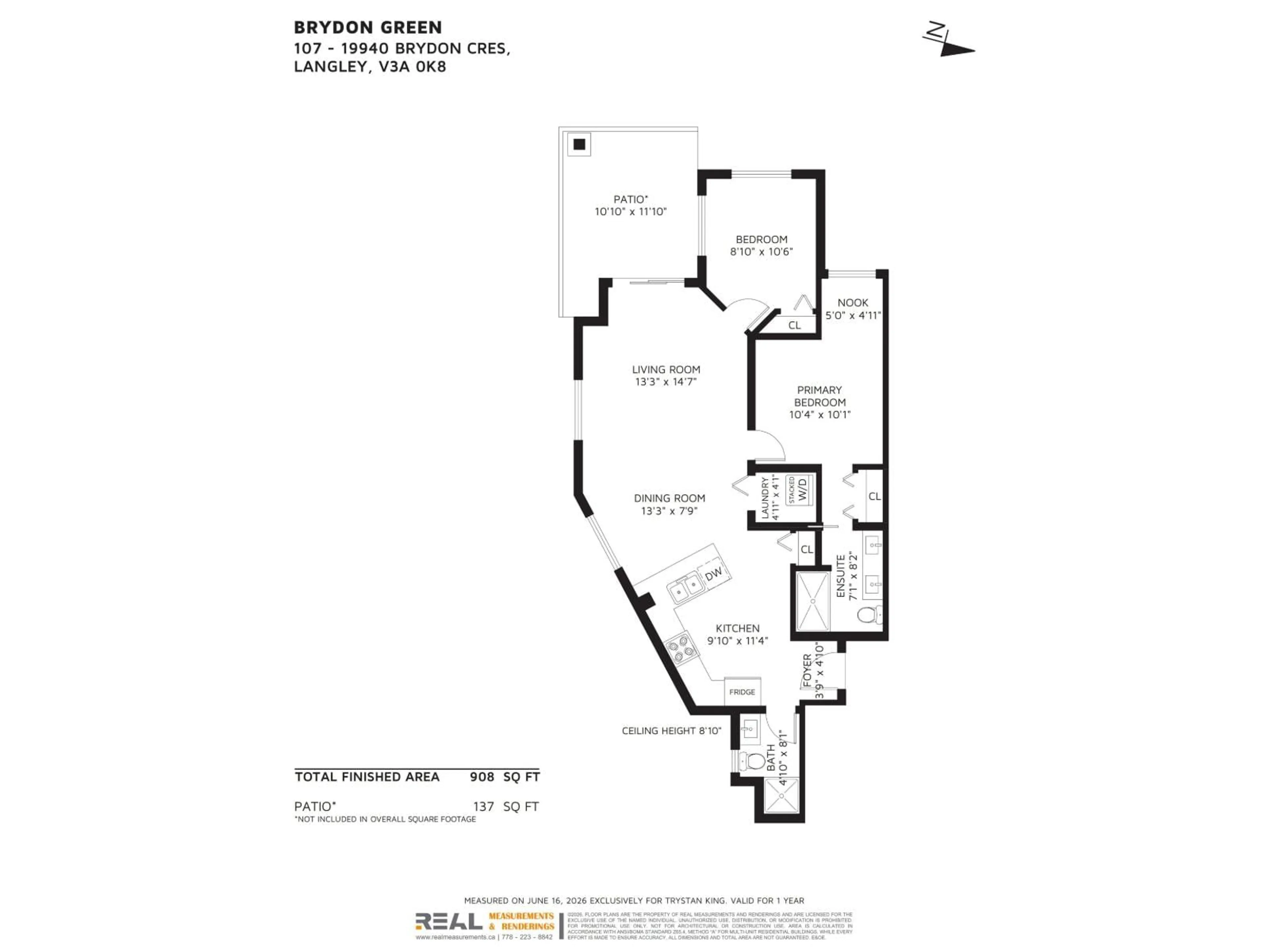 Floor plan for 107 - 19940 BRYDON CRESCENT, Langley British Columbia V3A0K8