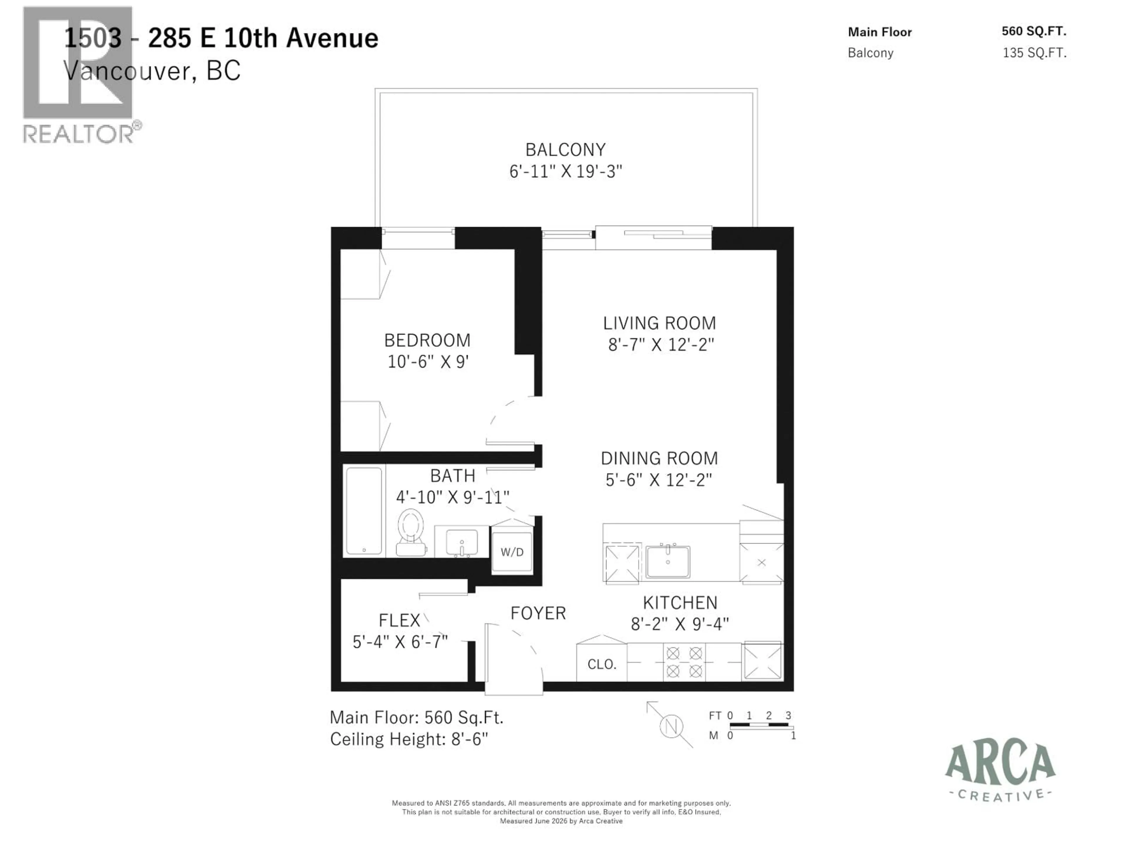 Floor plan for 1503 - 285 10TH AVENUE, Vancouver British Columbia V5Y0H6