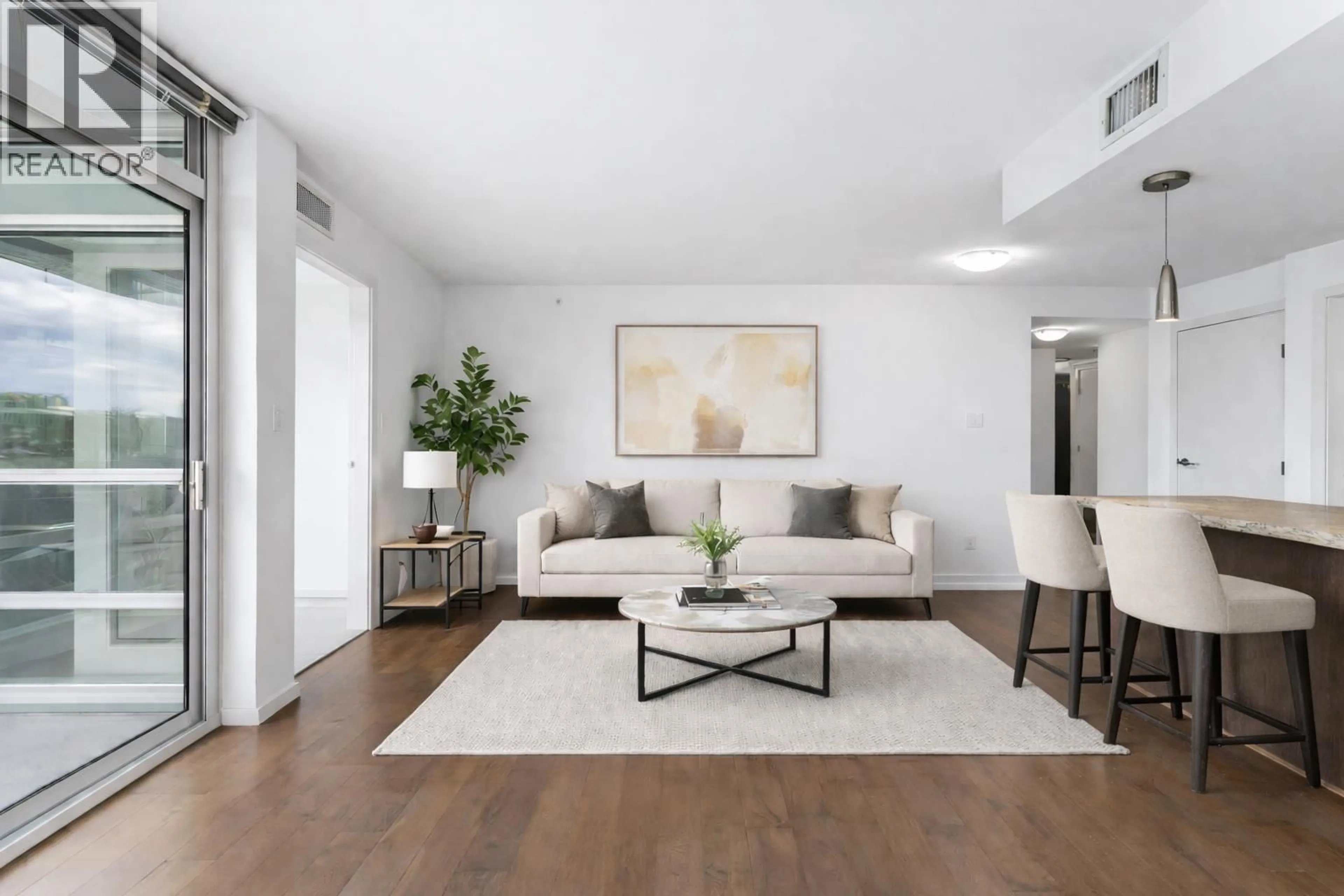 Living room with furniture, wood/laminate floor for 503 - 89 2ND AVENUE, Vancouver British Columbia V5Y0G9