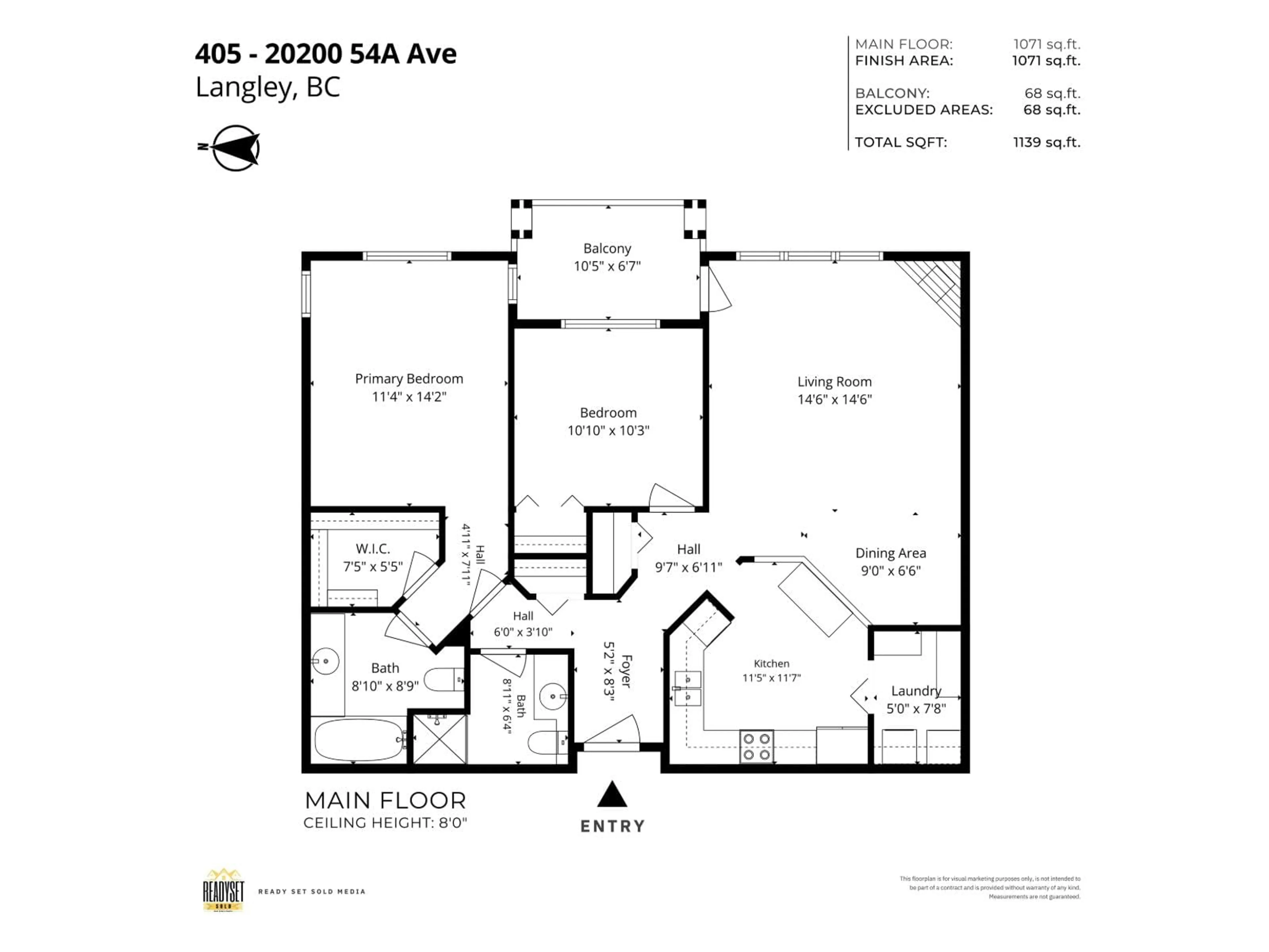 Floor plan for 405 - 20200 54A AVENUE, Langley British Columbia V3A3W7