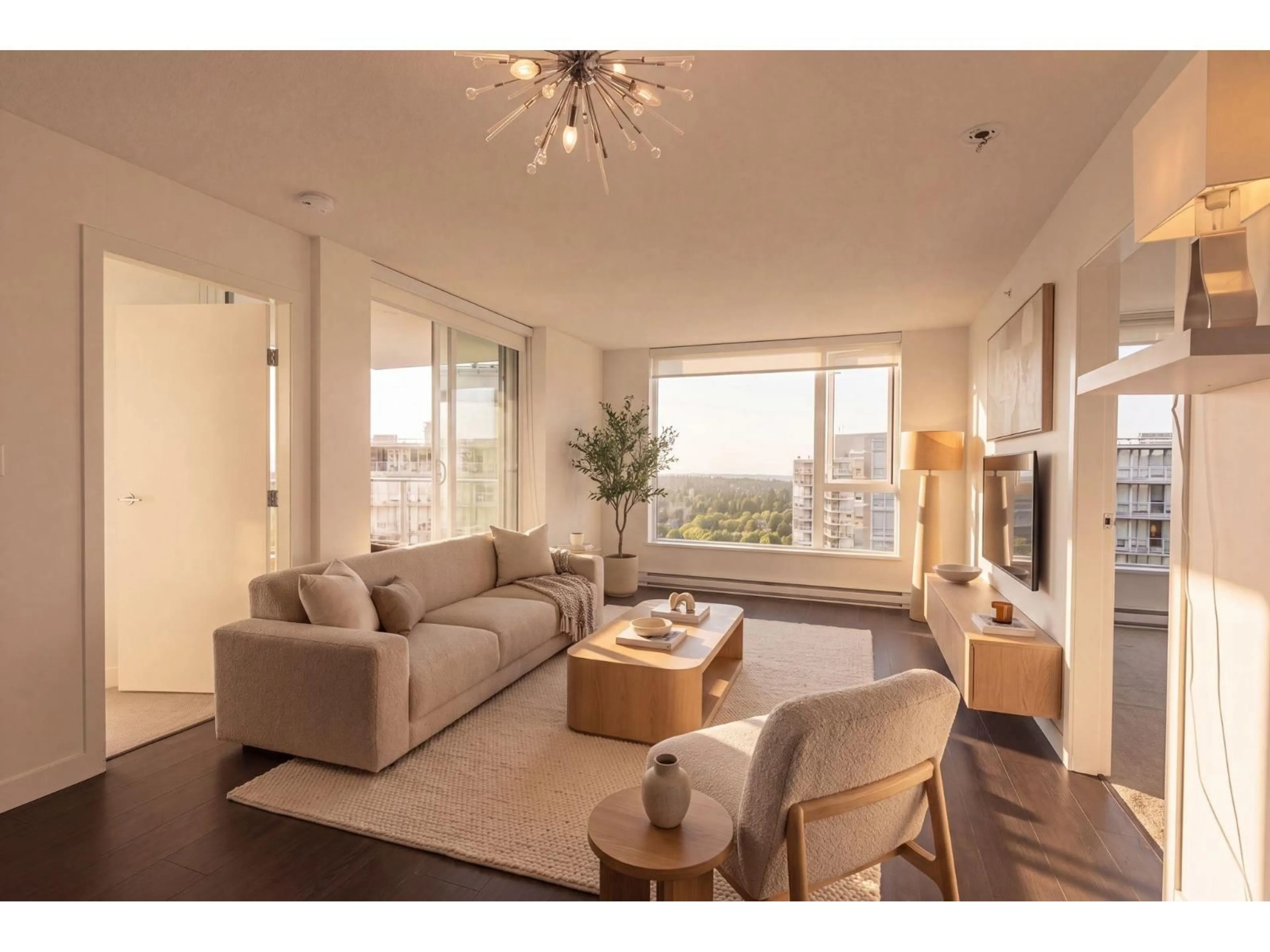 Living room with furniture, wood/laminate floor for 4206 - 13696 100 AVENUE, Surrey British Columbia V3T0L5