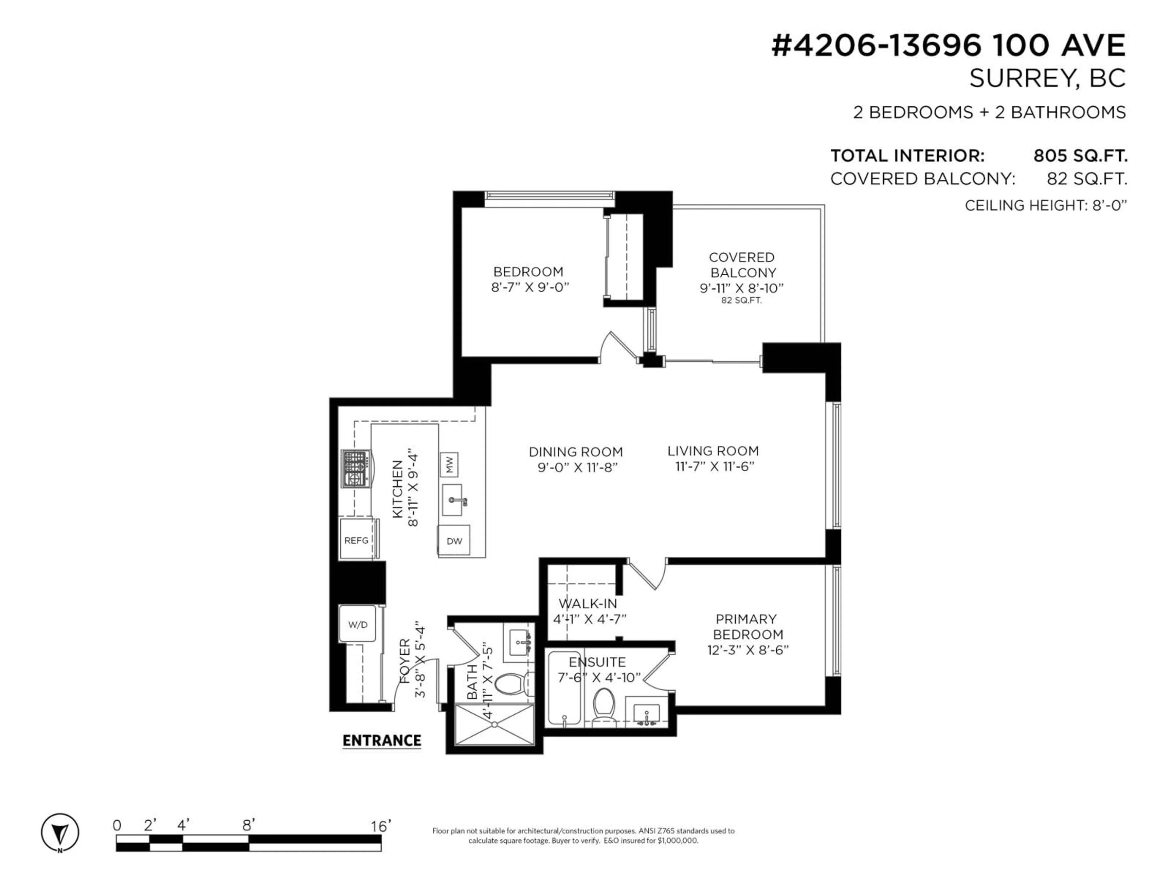 Floor plan for 4206 - 13696 100 AVENUE, Surrey British Columbia V3T0L5