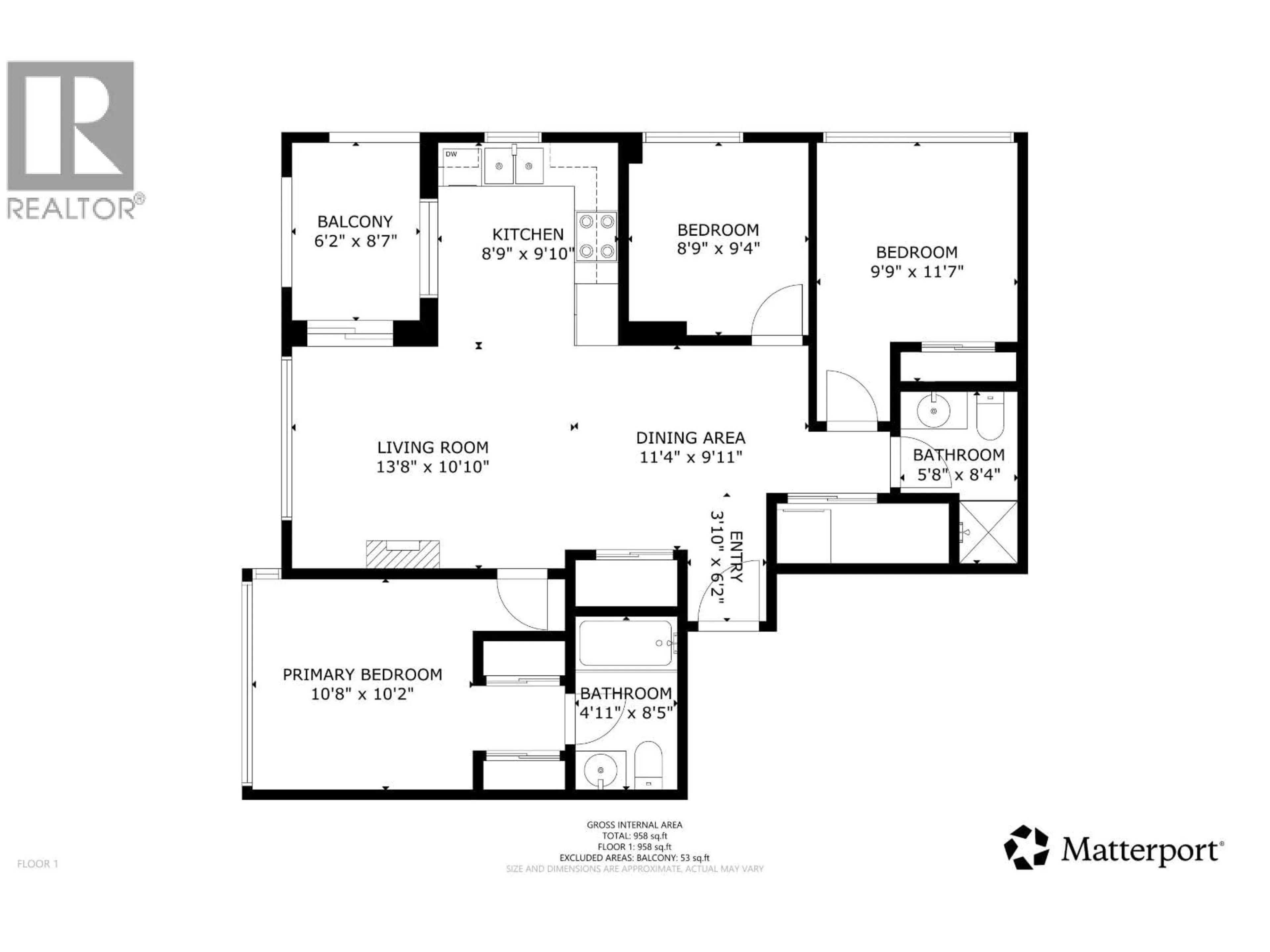 Floor plan for 1604 - 850 ROYAL AVENUE, New Westminster British Columbia V3M1A6