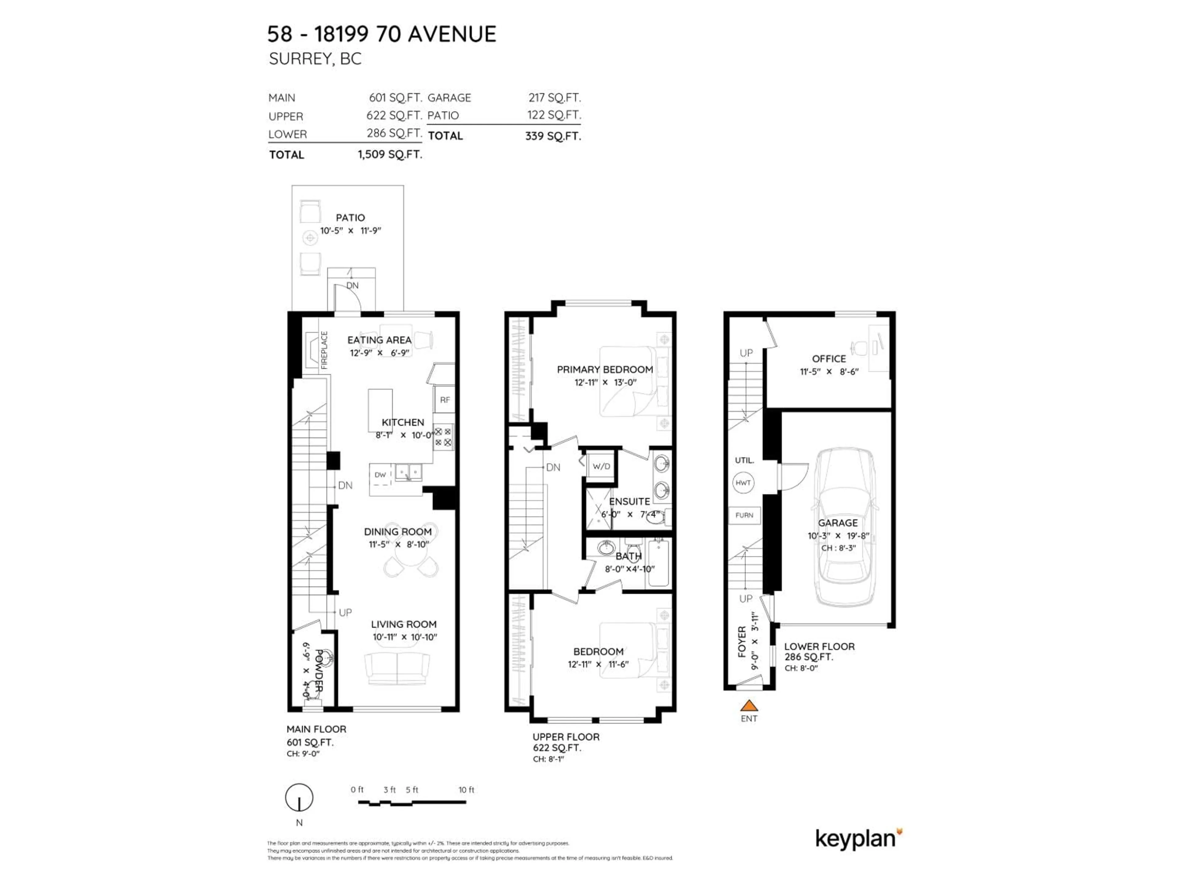Floor plan for 58 - 18199 70 AVENUE, Surrey British Columbia V3S2N9