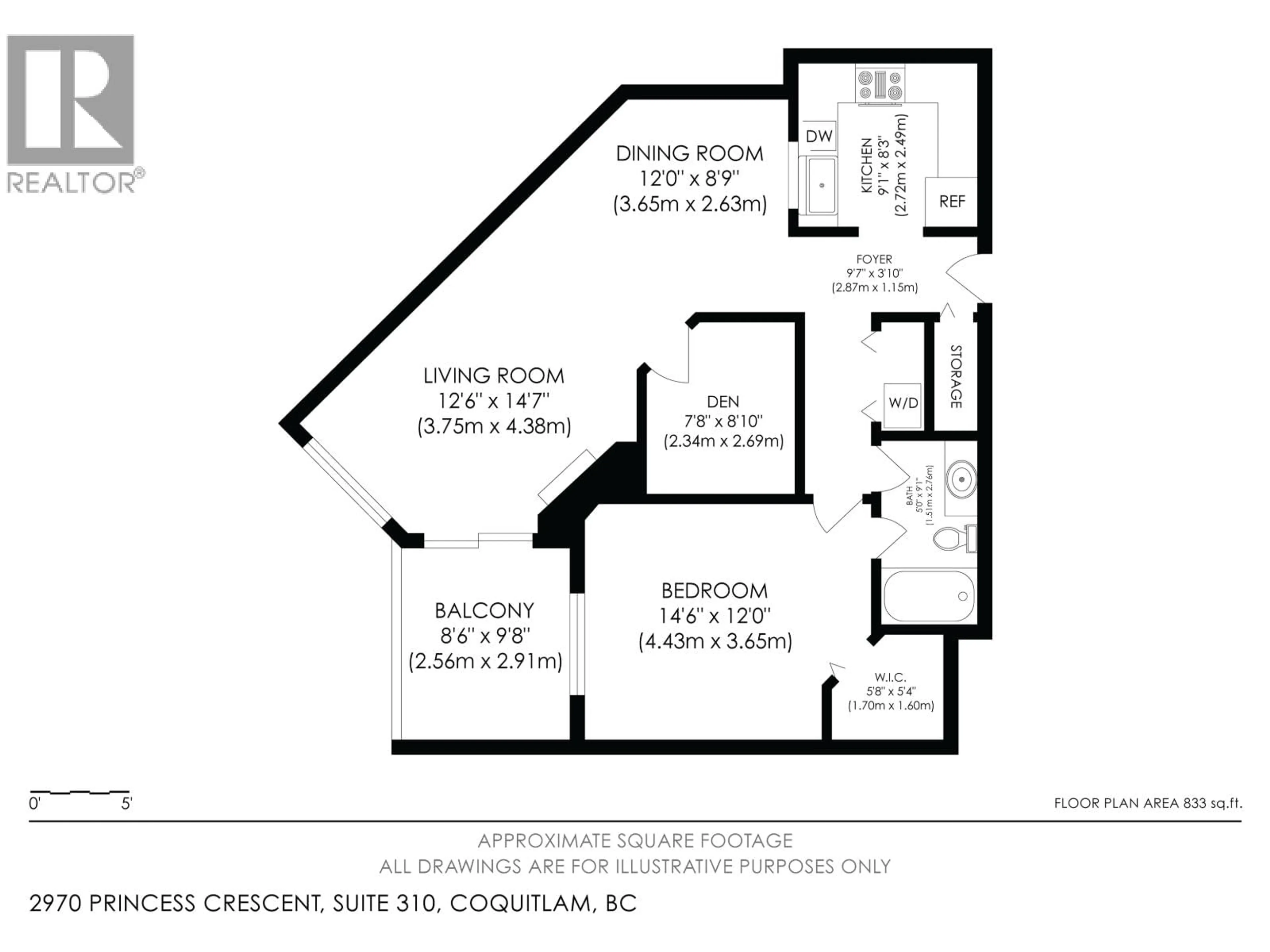 Floor plan for 310 - 2970 PRINCESS CRESCENT, Coquitlam British Columbia V3B7R5