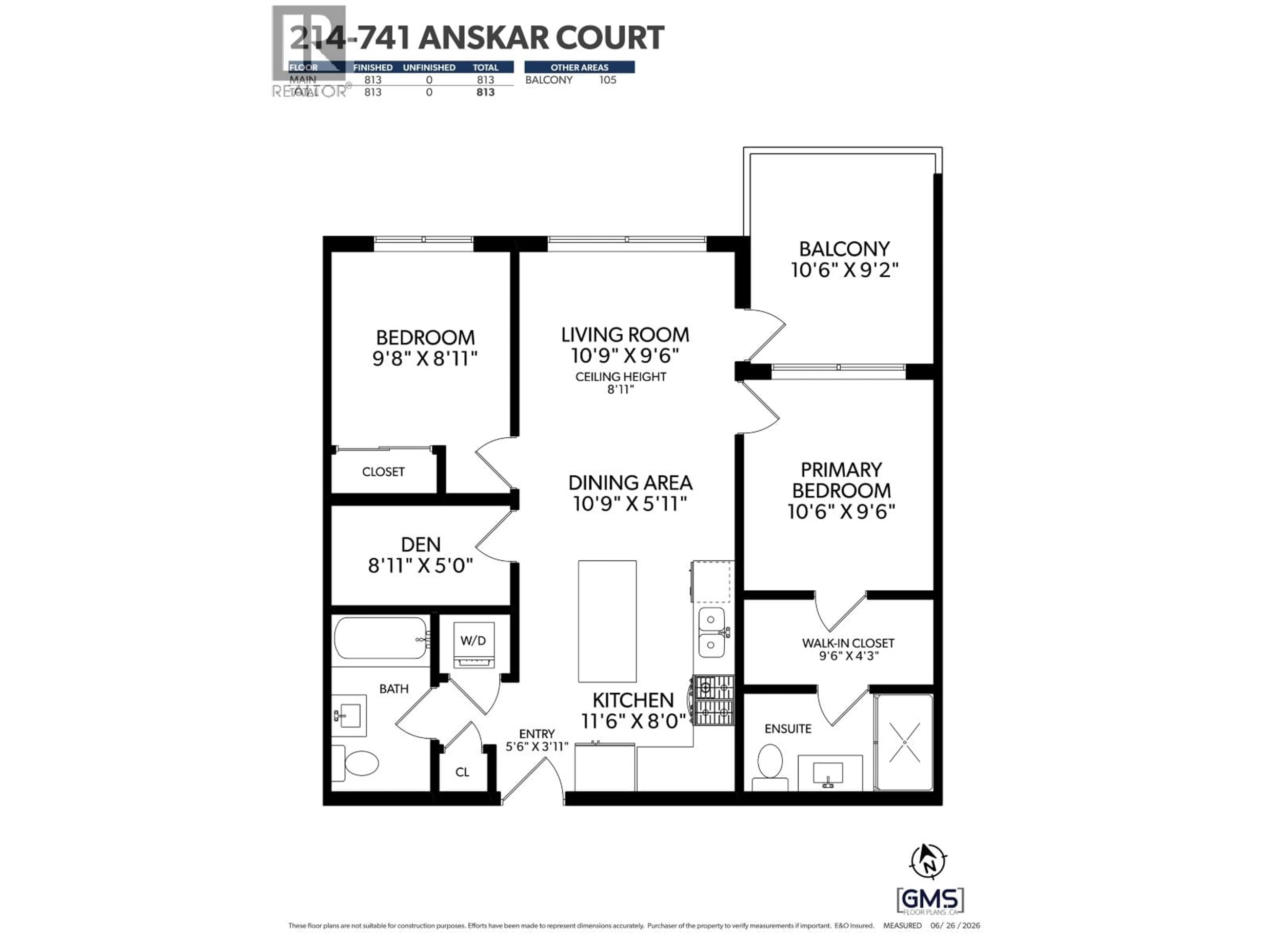 Floor plan for 214 - 741 ANSKAR COURT, Coquitlam British Columbia V3J0N3